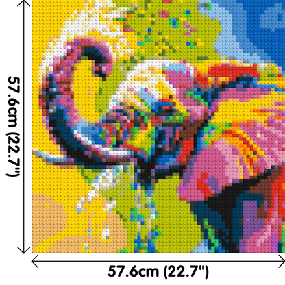 Elephant Colourful Pop Art - Brick Art Mosaic Kit 3x3 large