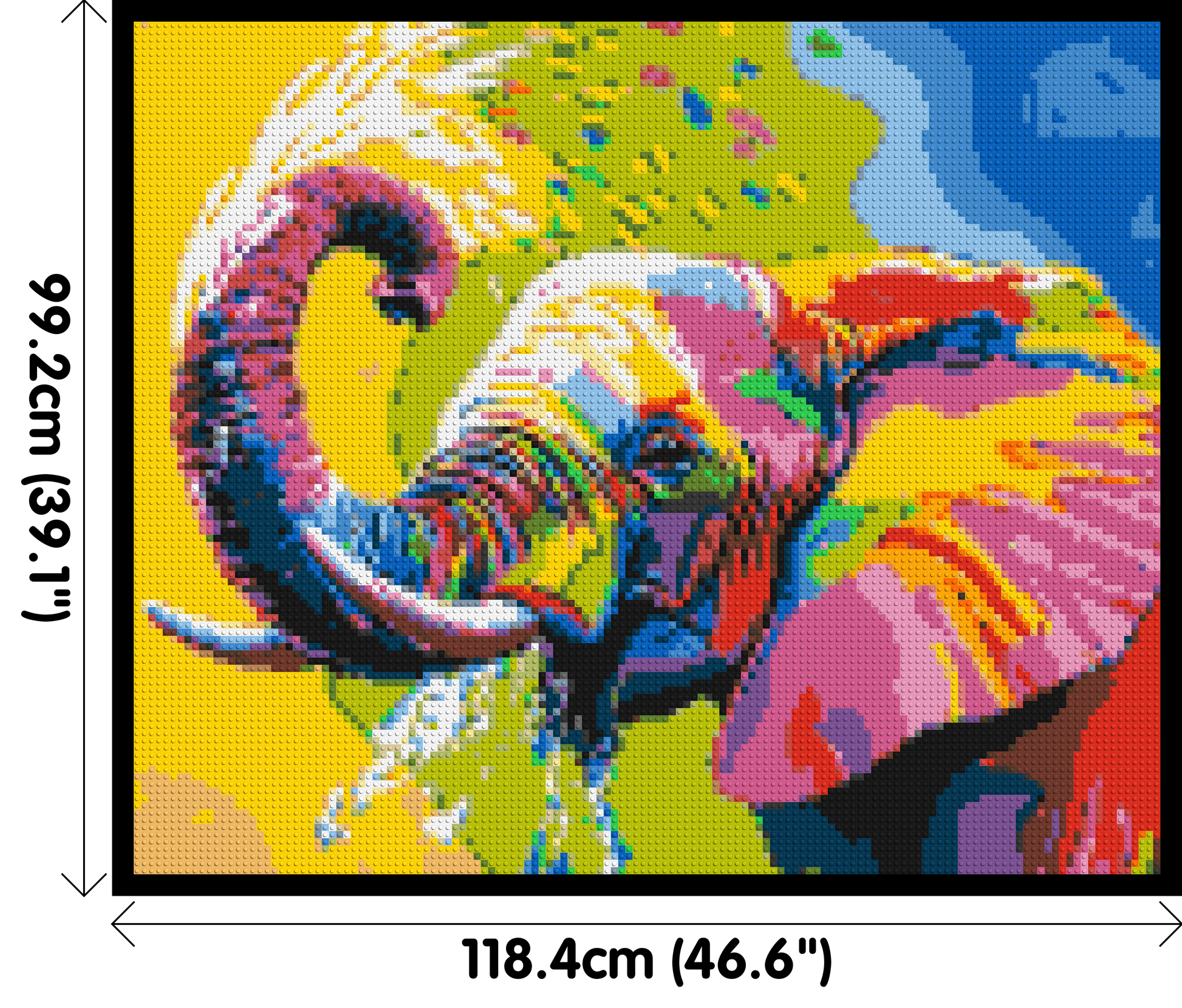 Elephant Colourful Pop Art - Brick Art Mosaic Kit 6x5 dimensions with frame