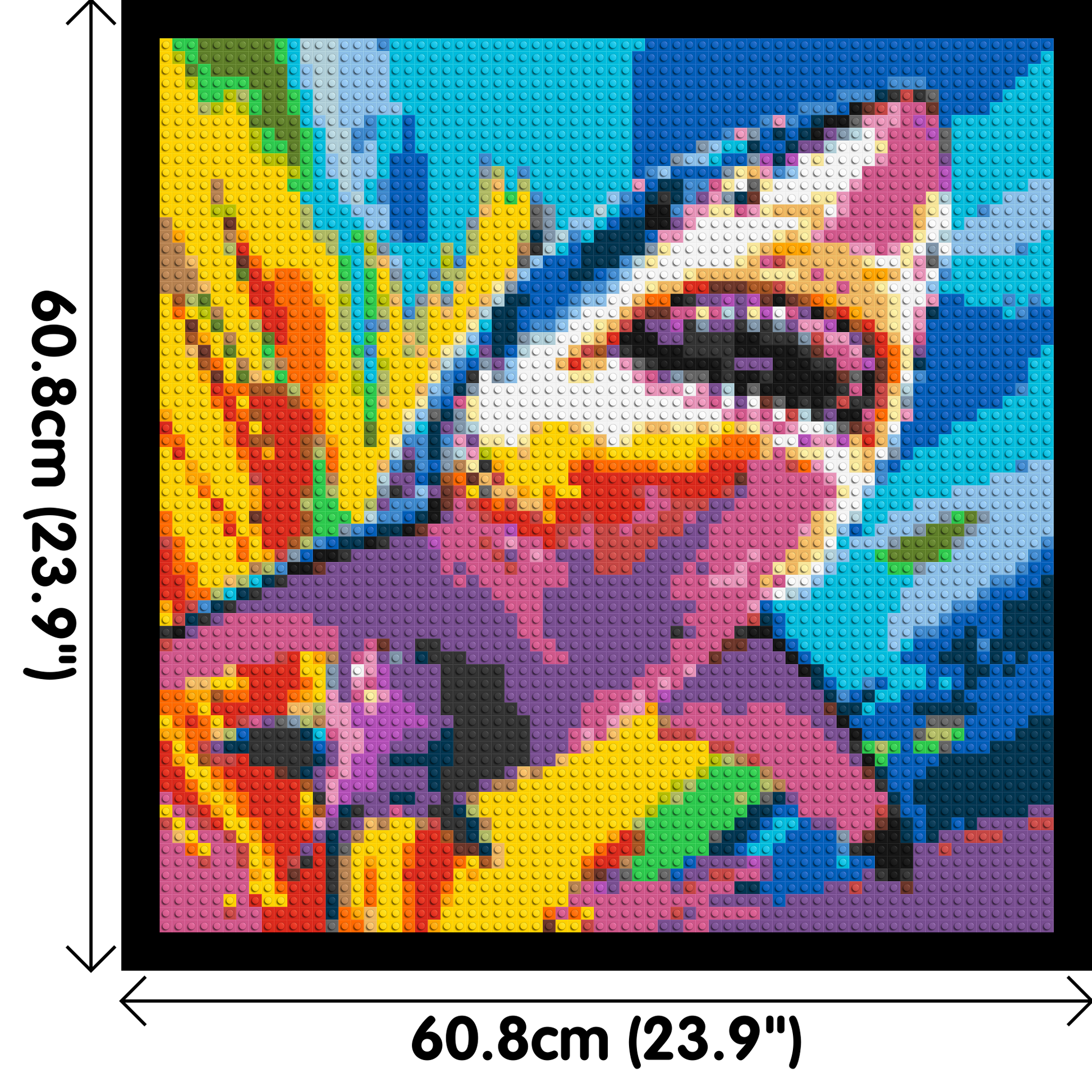 Shark Colourful Pop Art - Brick Art Mosaic Kit 3x3 dimensions with frame