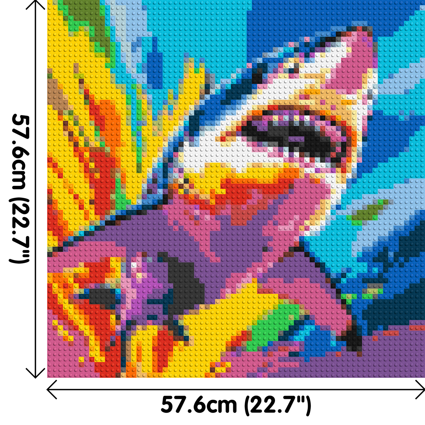 Shark Colourful Pop Art - Brick Art Mosaic Kit 3x3 large