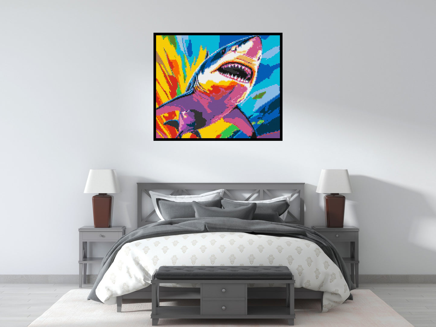 Shark Colourful Pop Art - Brick Art Mosaic Kit 6x5 large