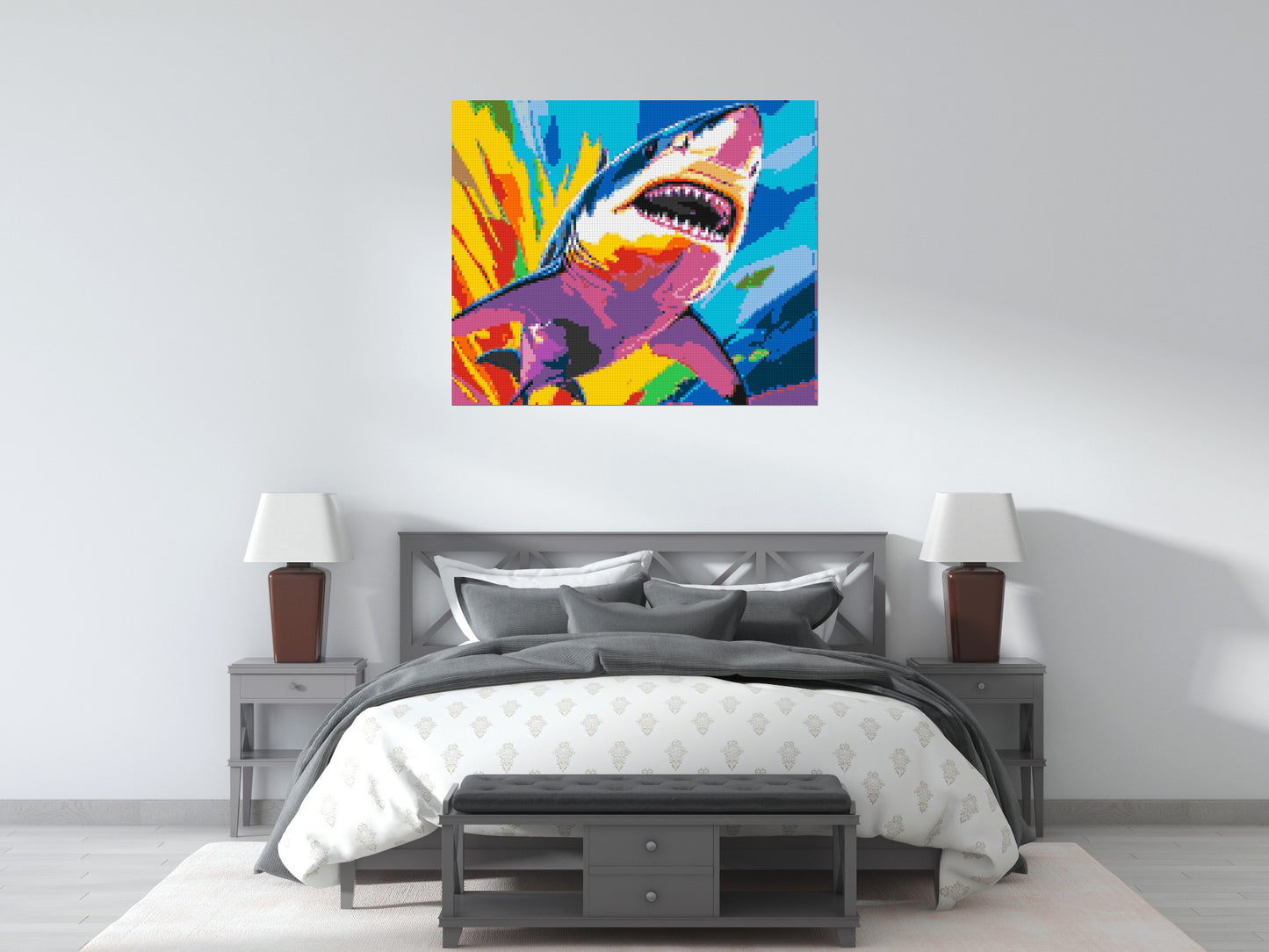 Shark Colourful Pop Art - Brick Art Mosaic Kit 6x5 large