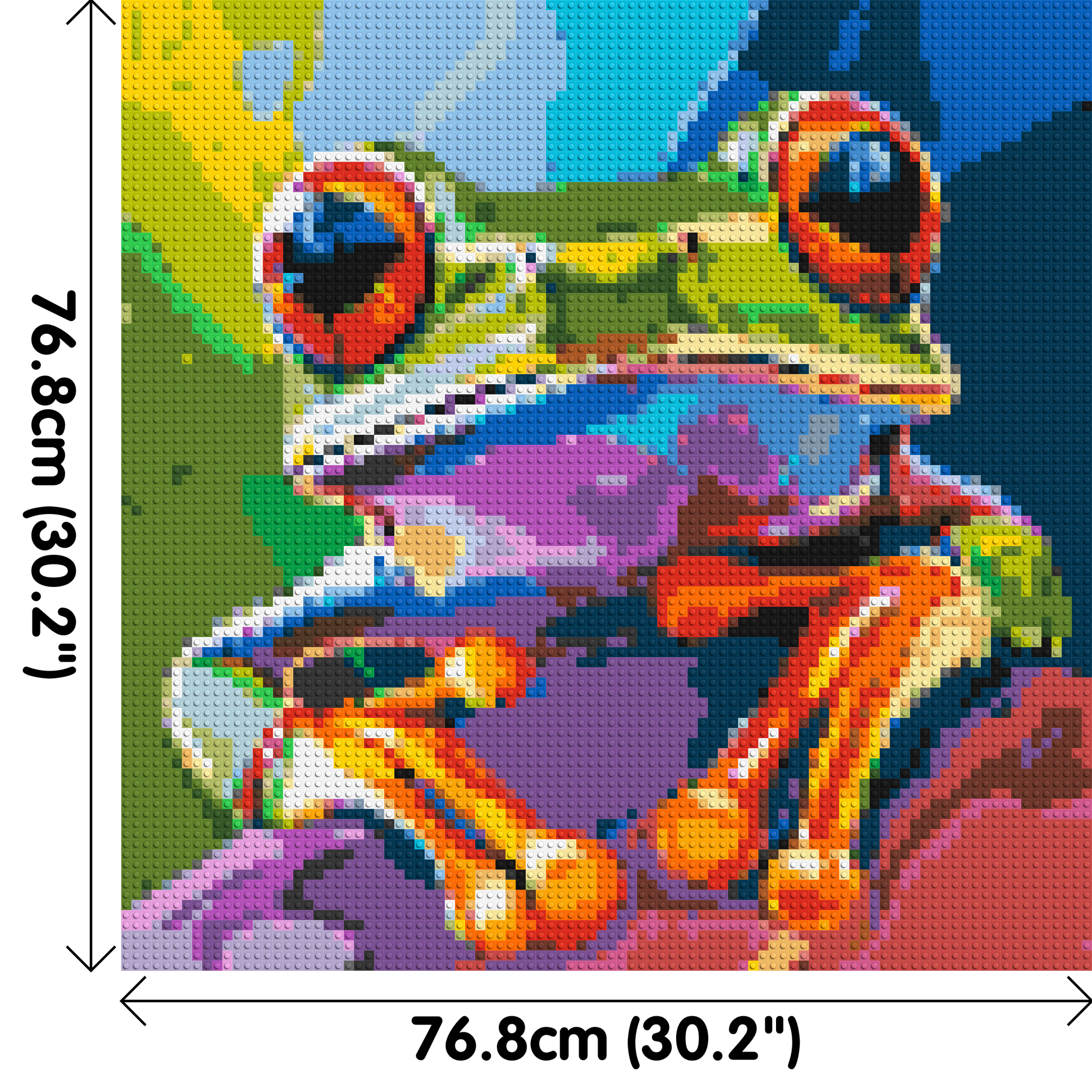 Frog Colourful Pop Art - Brick Art Mosaic Kit 4x4 dimensions