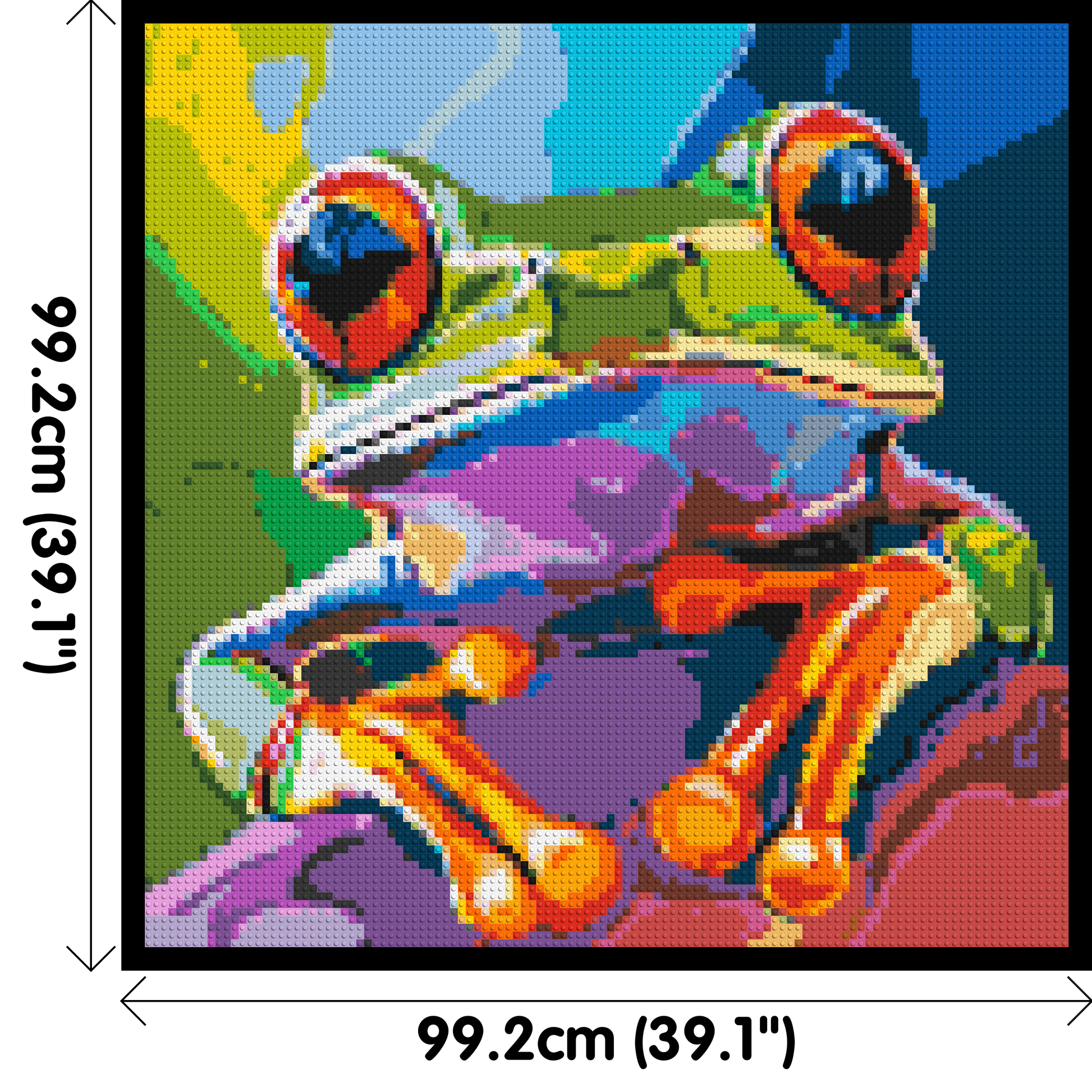 Frog Colourful Pop Art - Brick Art Mosaic Kit 5x5 dimensions with frame