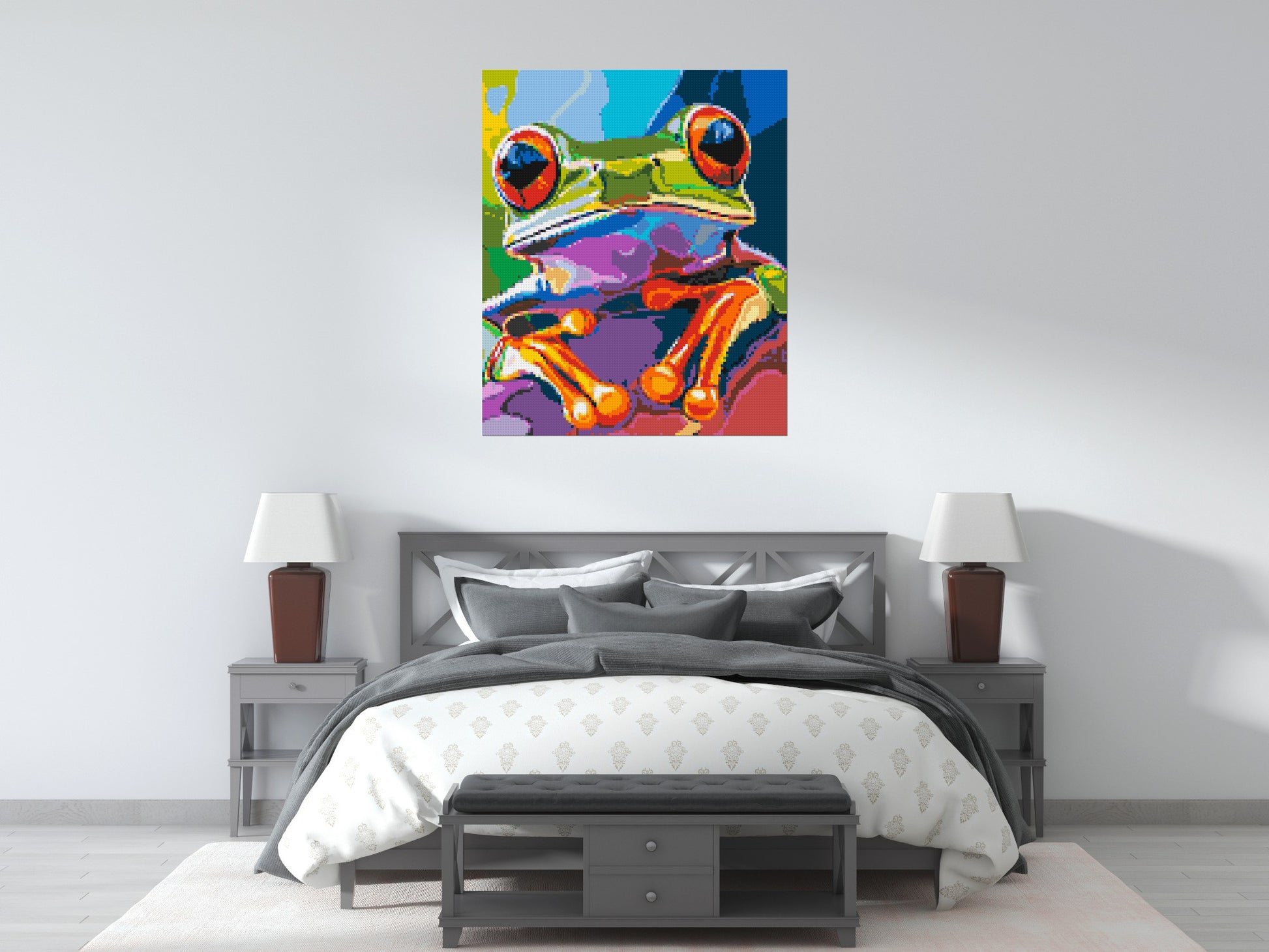 Frog Colourful Pop Art - Brick Art Mosaic Kit 5x6 scene