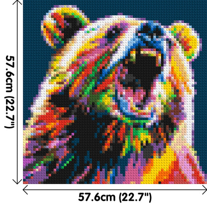 Bear Colourful Pop Art - Brick Art Mosaic Kit 3x3 large