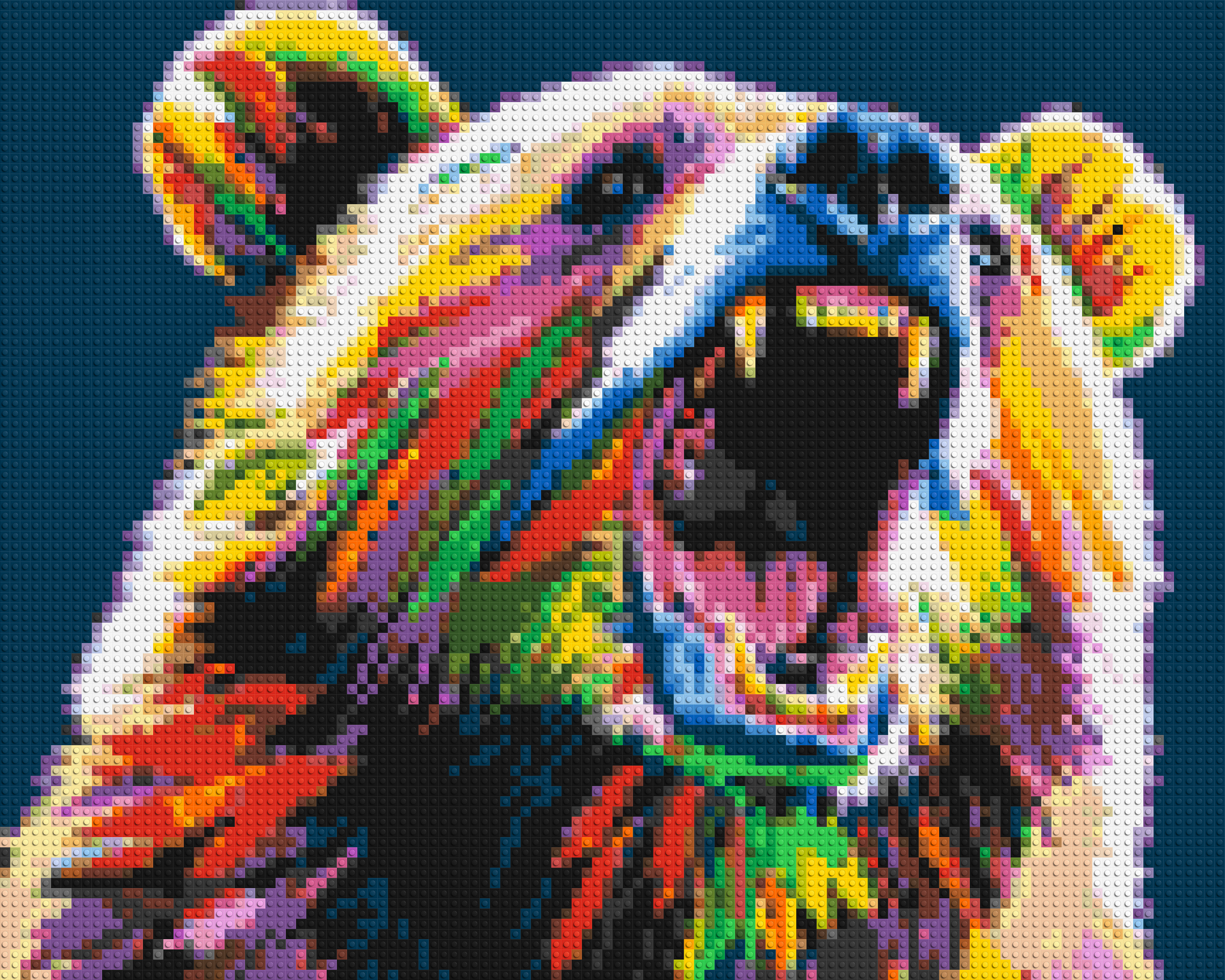 Bear Colourful Pop Art - Brick Art Mosaic Kit 5x4 large