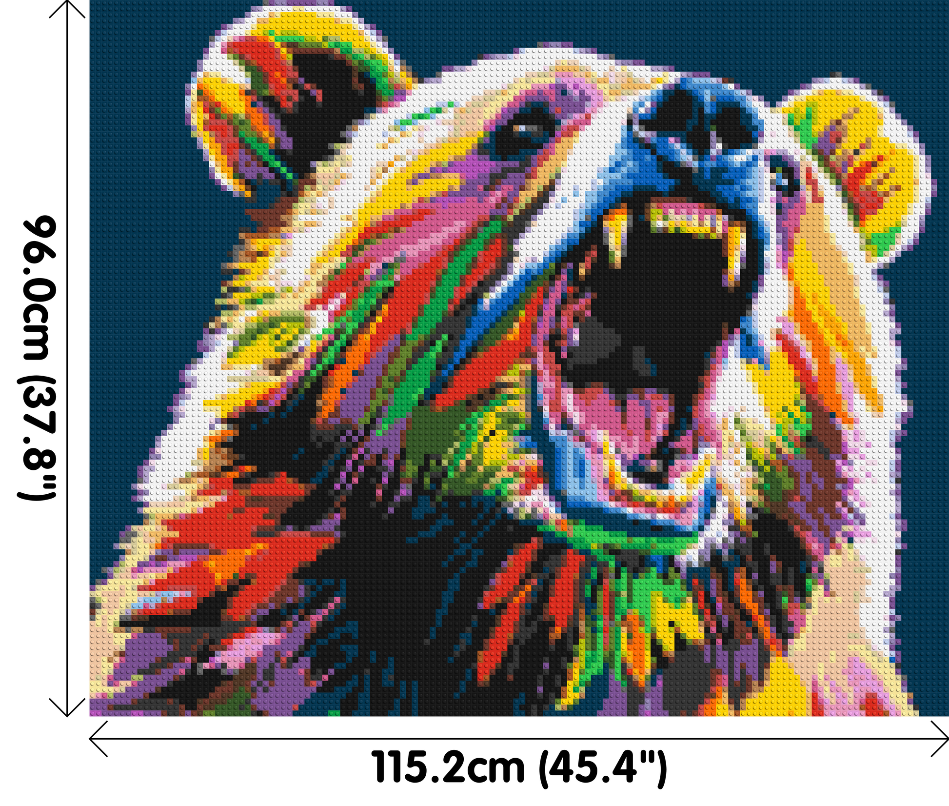 Bear Colourful Pop Art - Brick Art Mosaic Kit 6x5 dimensions