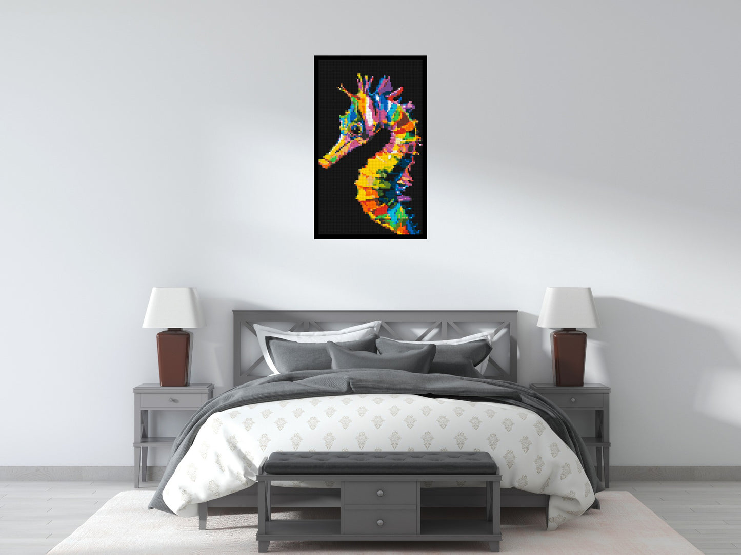 Colourful Seahorse Pop Art - Brick Art Mosaic Kit 3x5 large