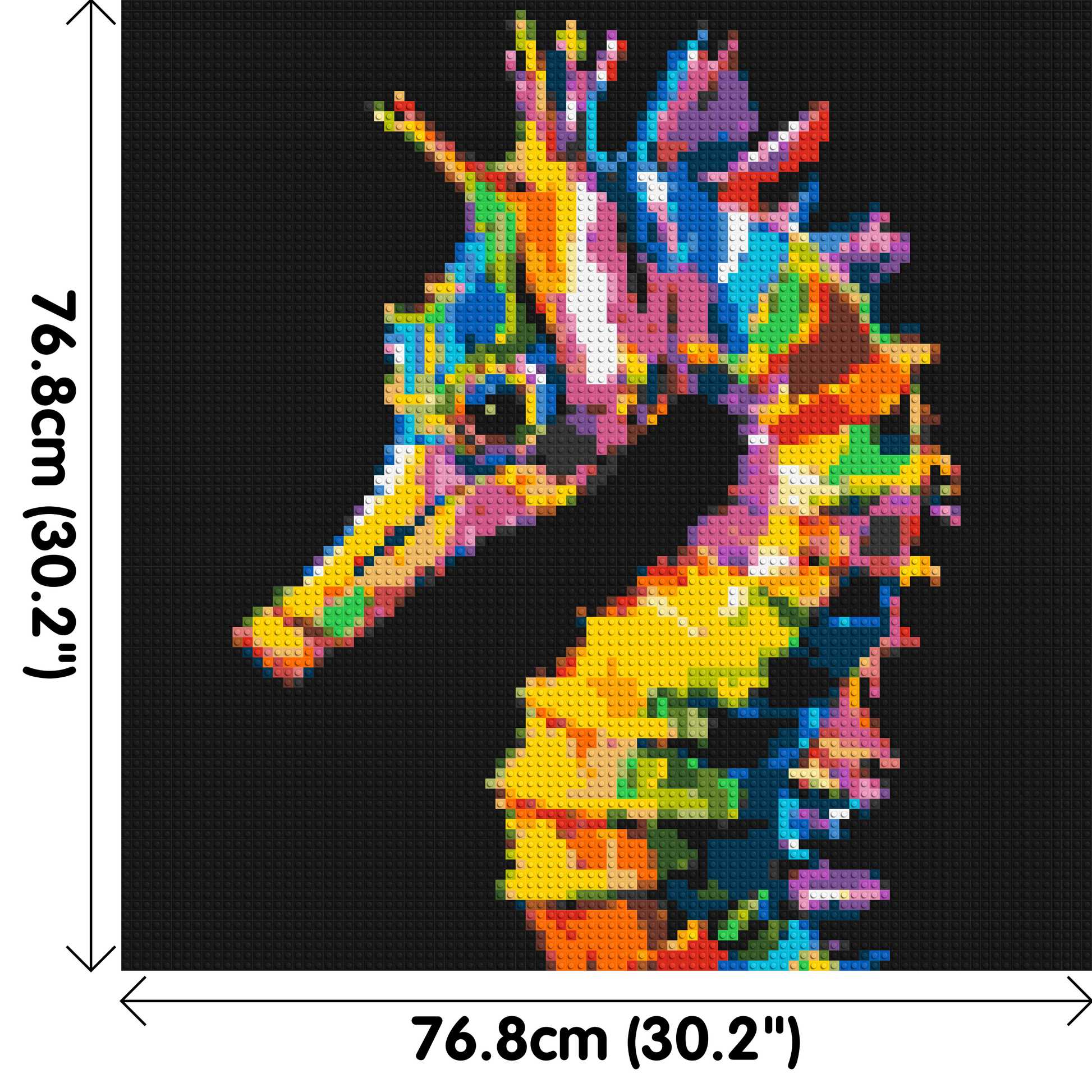 Colourful Seahorse Pop Art - Brick Art Mosaic Kit 4x4 dimensions