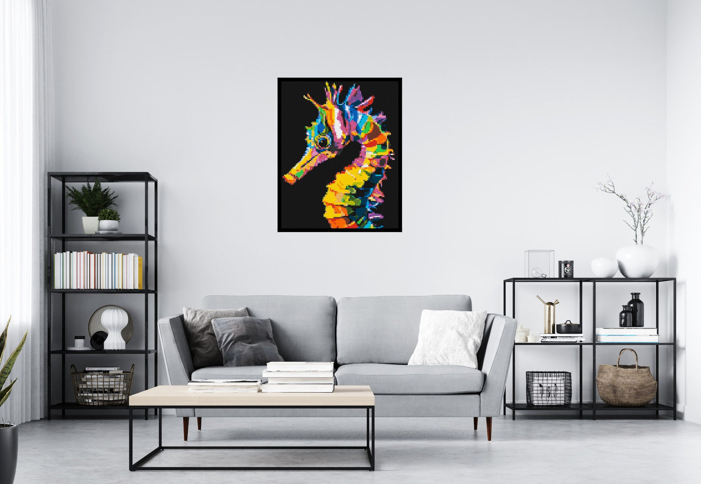 Colourful Seahorse Pop Art - Brick Art Mosaic Kit 4x5 large