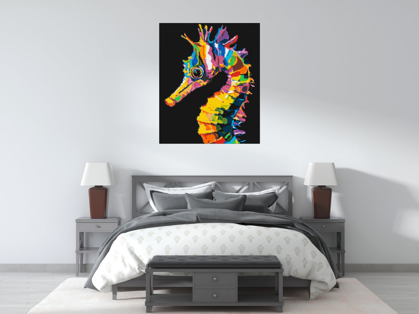 Colourful Seahorse Pop Art - Brick Art Mosaic Kit 5x6 large