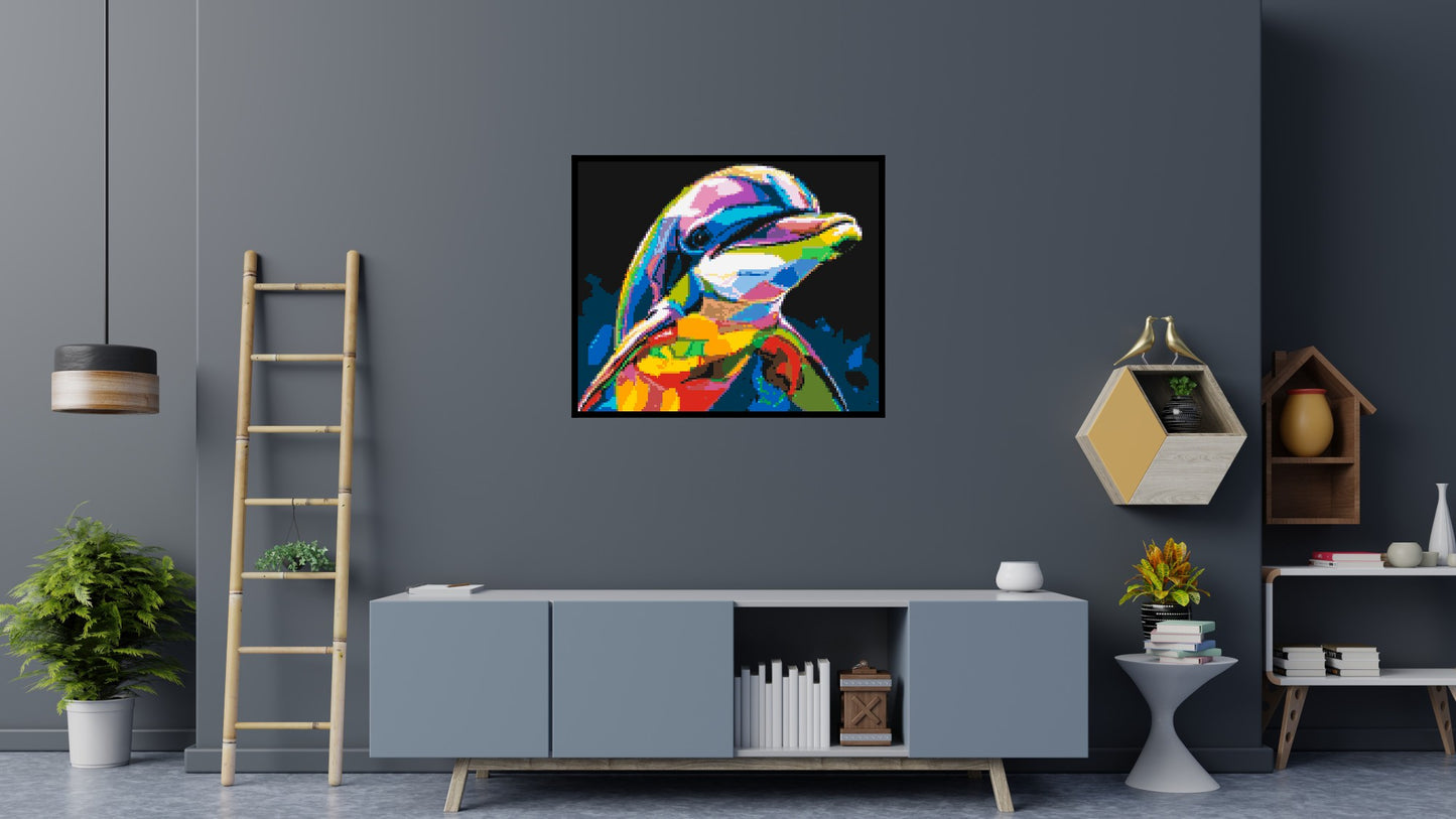 Dolphin Colourful Pop Art - Brick Art Mosaic Kit 6x5 large