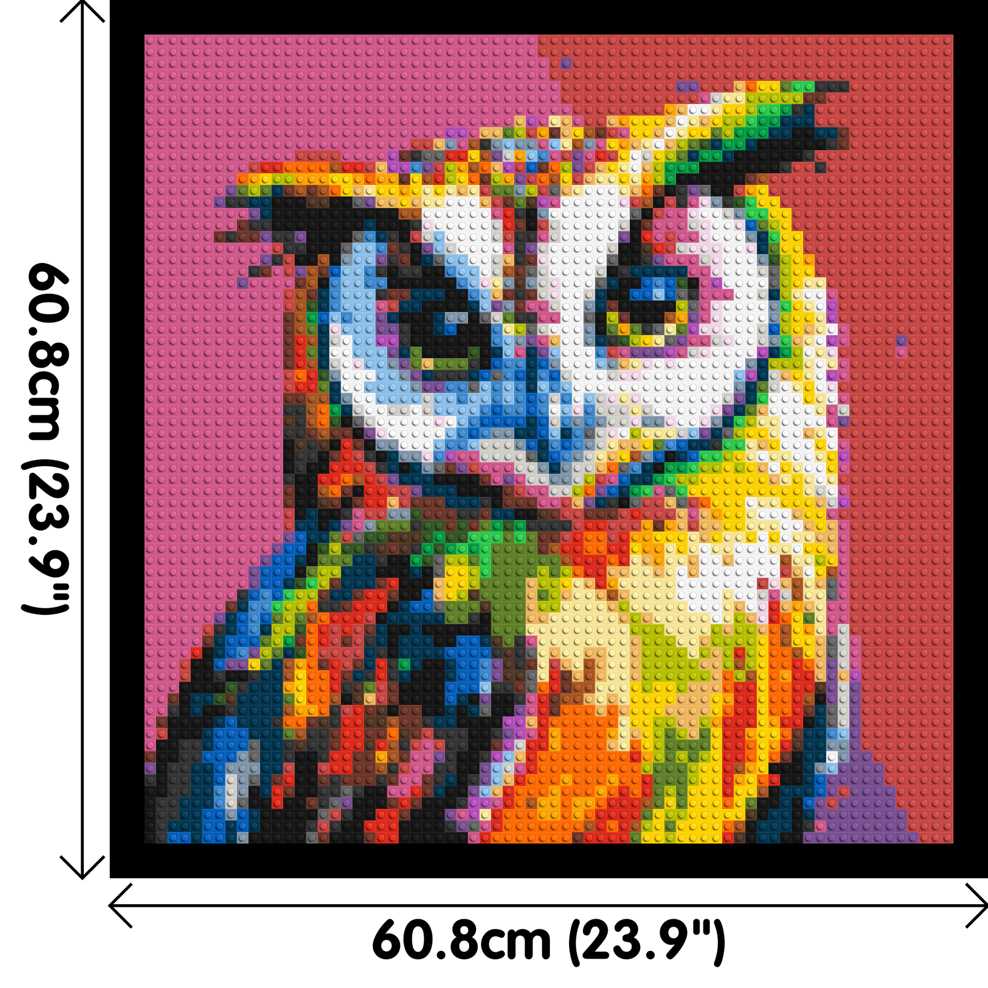 Owl Colourful Pop Art - Brick Art Mosaic Kit 3x3 dimensions with frame