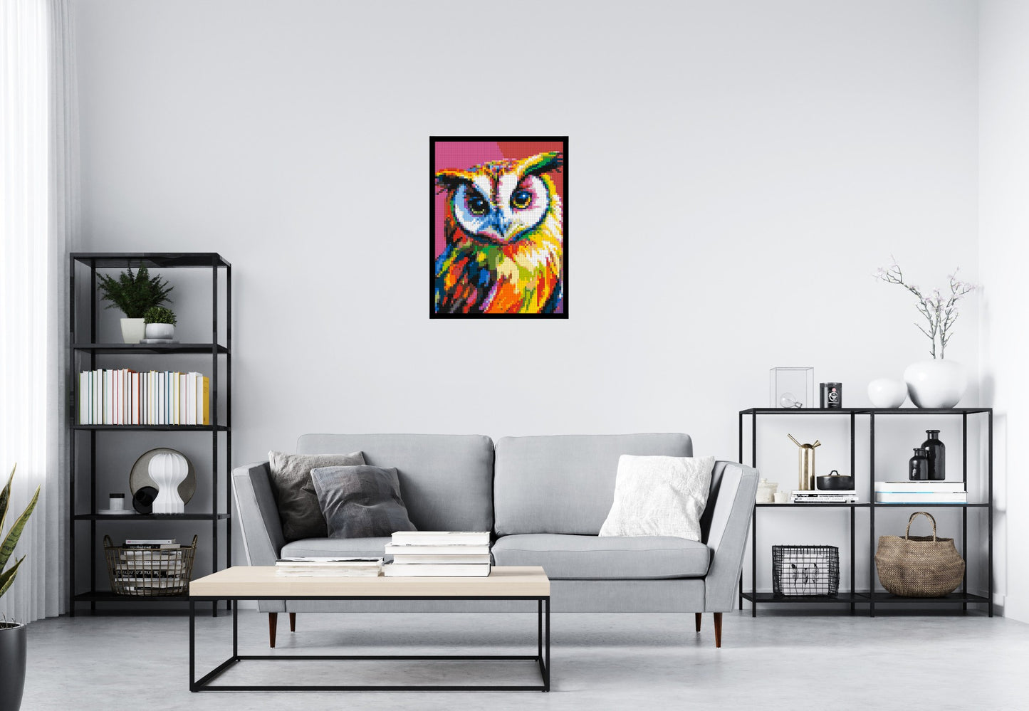 Owl Colourful Pop Art - Brick Art Mosaic Kit 3x4 large