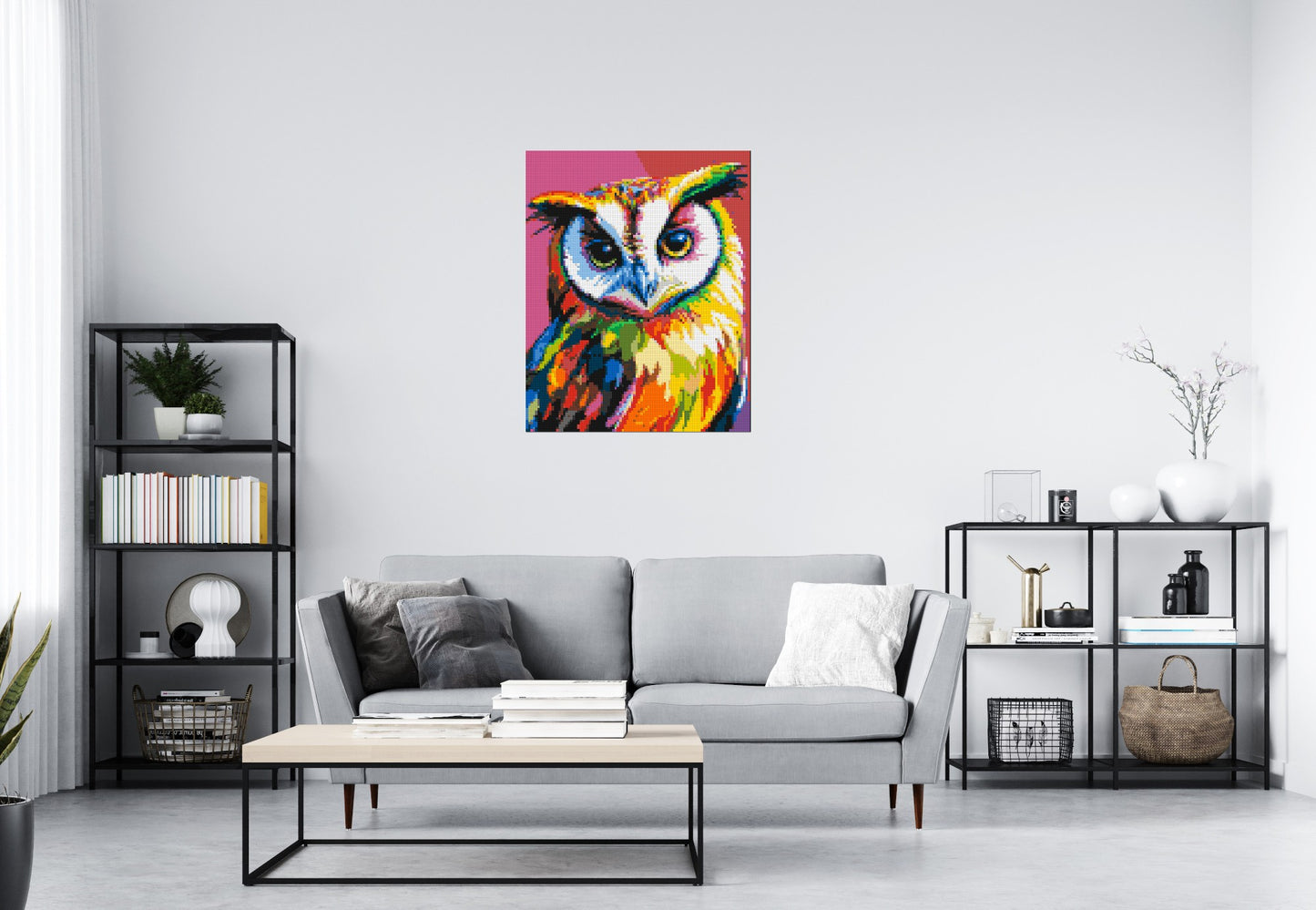 Owl Colourful Pop Art - Brick Art Mosaic Kit 4x5 large