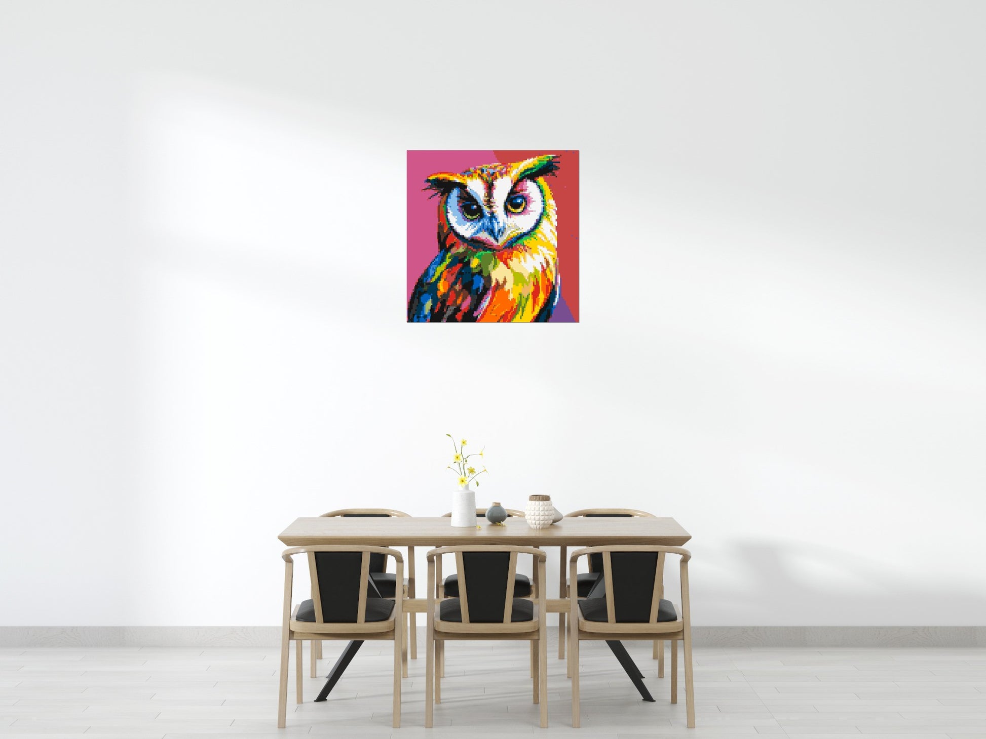 Owl Colourful Pop Art - Brick Art Mosaic Kit 5x5 scene