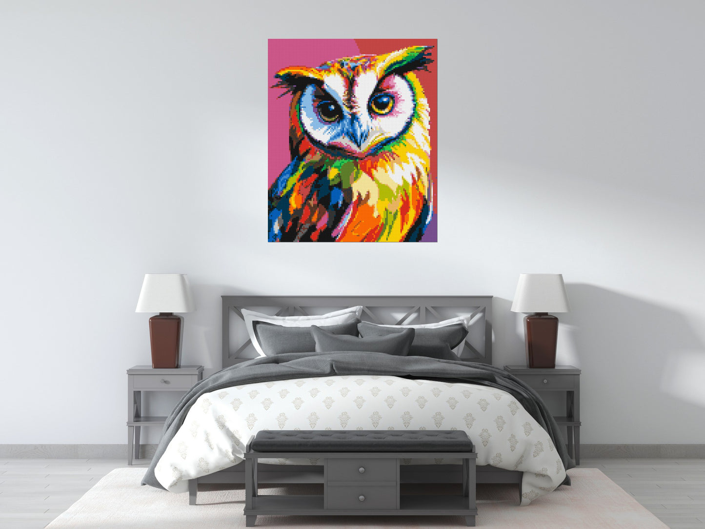 Owl Colourful Pop Art - Brick Art Mosaic Kit 5x6 large