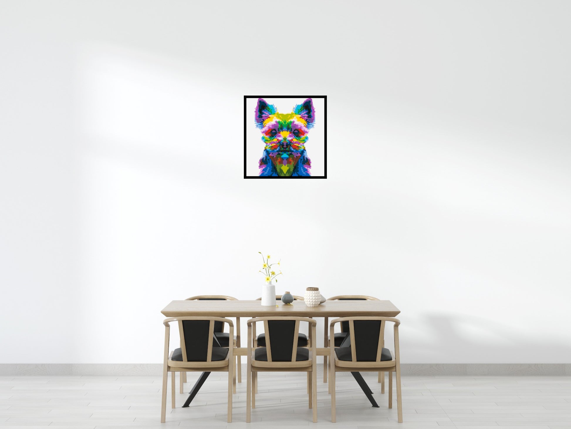 Yorkshire Terrier Colourful Pop Art - Brick Art Mosaic Kit 4x4 scene with frame