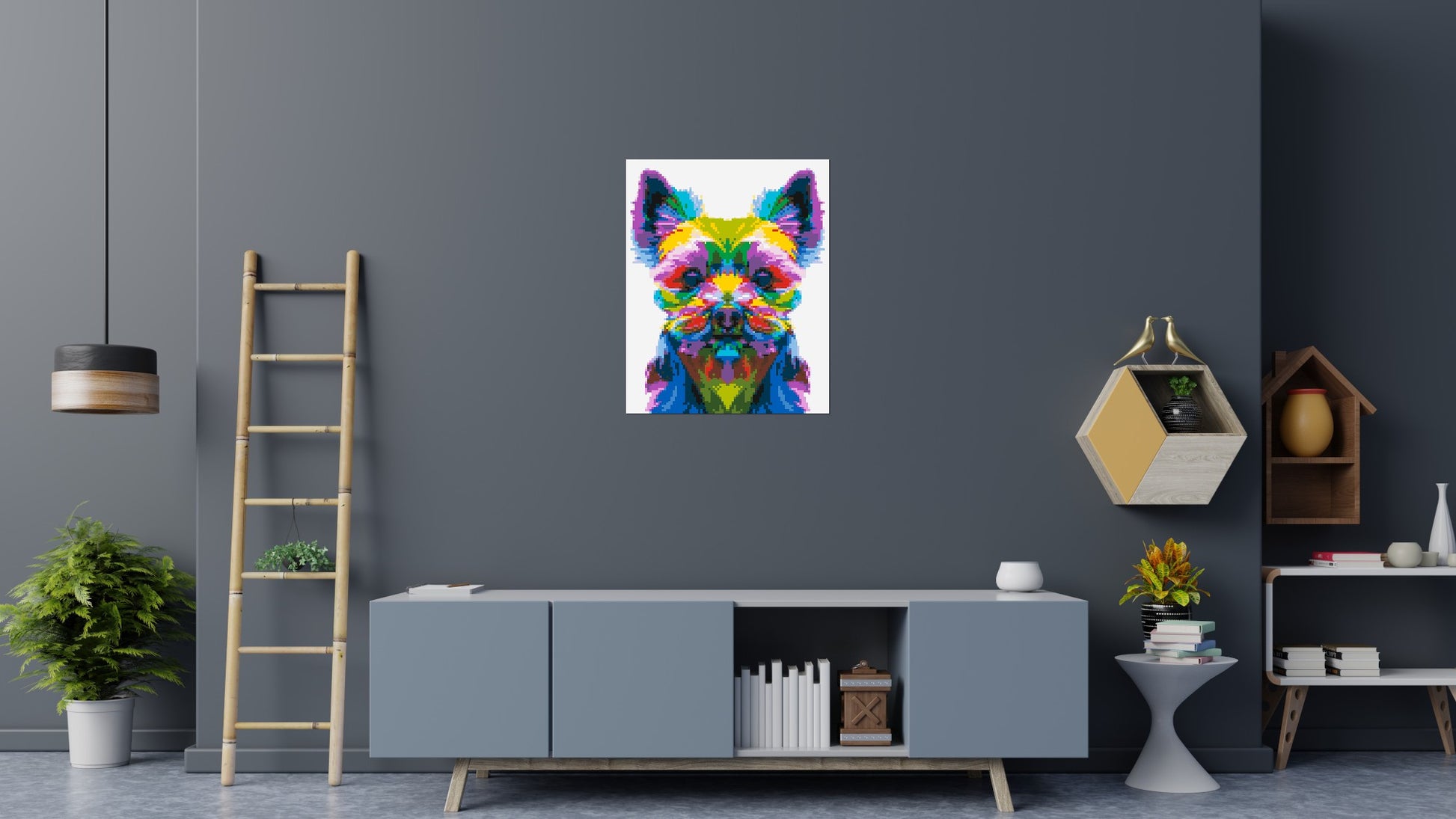 Yorkshire Terrier Colourful Pop Art - Brick Art Mosaic Kit 4x5 scene