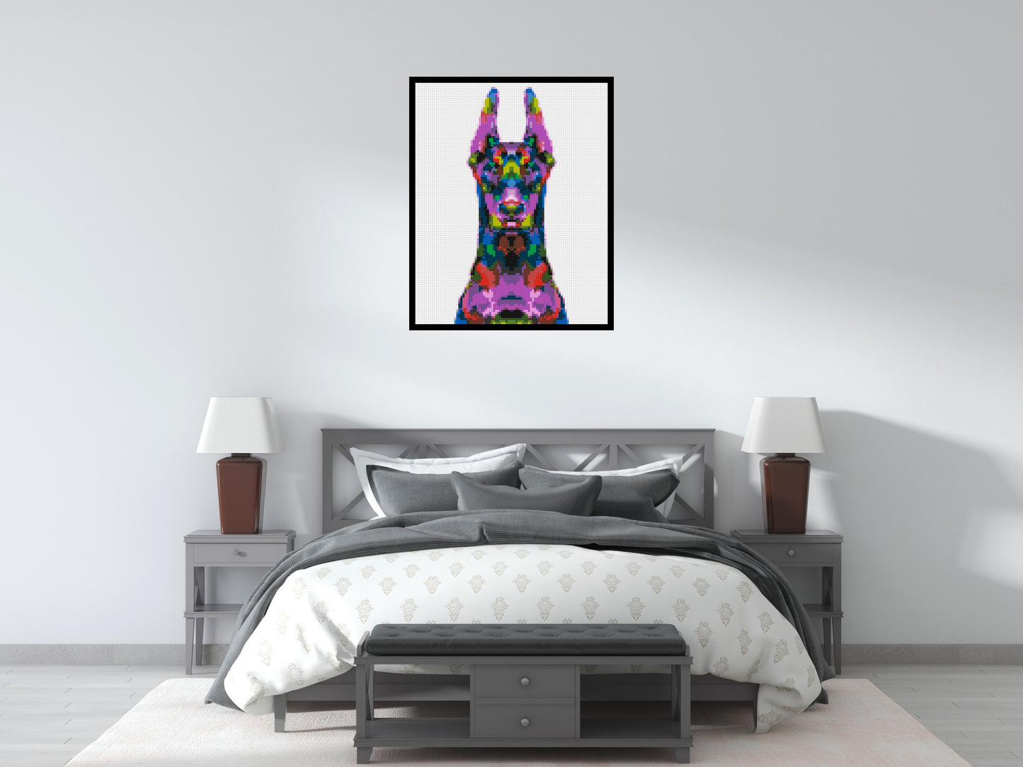 Doberman Colourful Pop Art - Brick Art Mosaic Kit 4x5 large