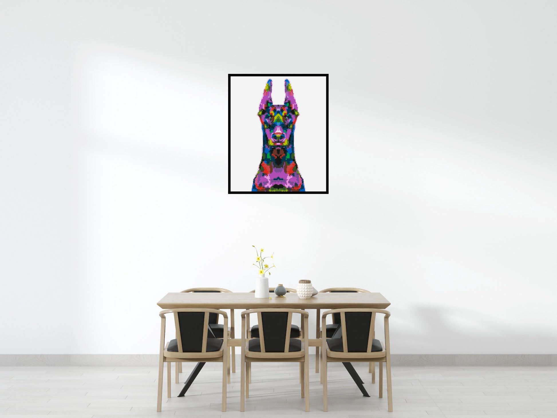 Doberman Colourful Pop Art - Brick Art Mosaic Kit 5x6 scene with frame