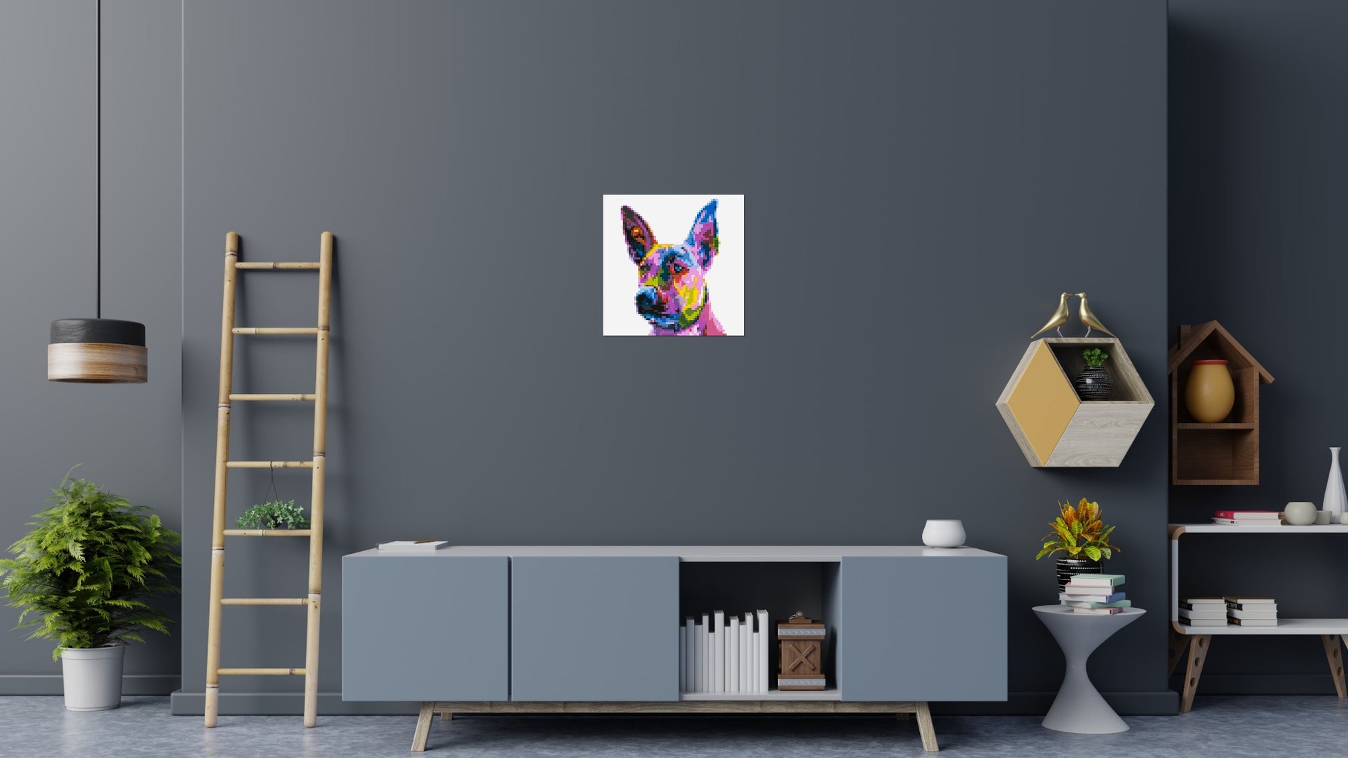 Belgian Malinois Colourful Pop Art - Brick Art Mosaic Kit 3x3 scene