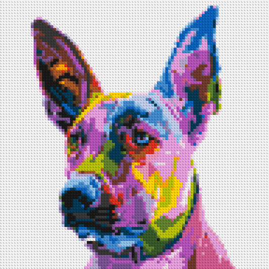 Belgian Malinois Colourful Pop Art - Brick Art Mosaic Kit 4x4 large