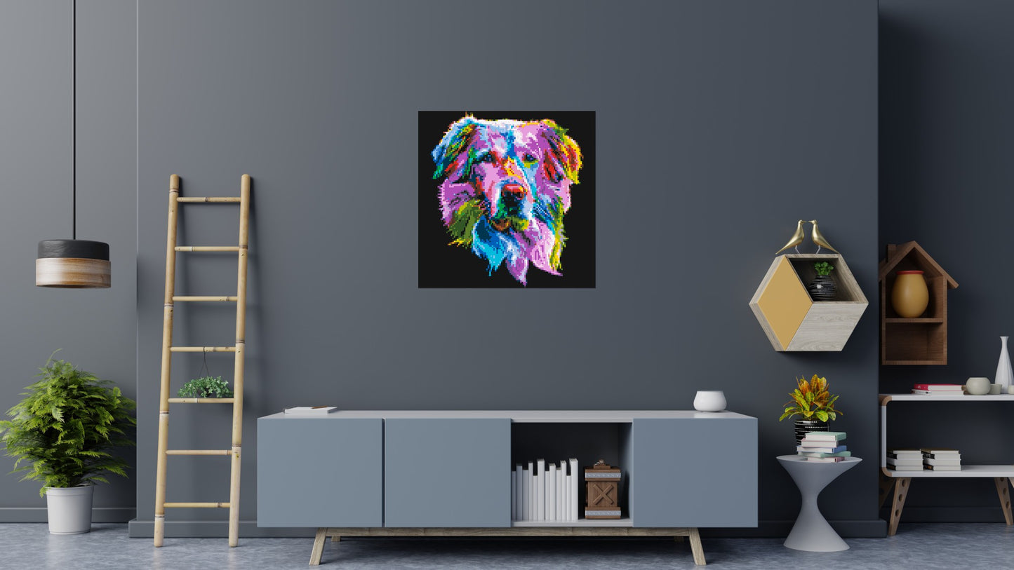 Golden Retriever Colourful Pop Art - Brick Art Mosaic Kit 5x5 large