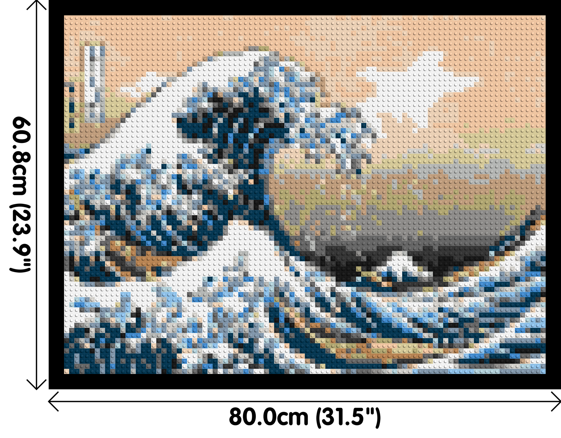 The Great Wave Off Kanagawa by Katsushika Hokusai  - Brick Art Mosaic Kit 4x3 dimensions with frame