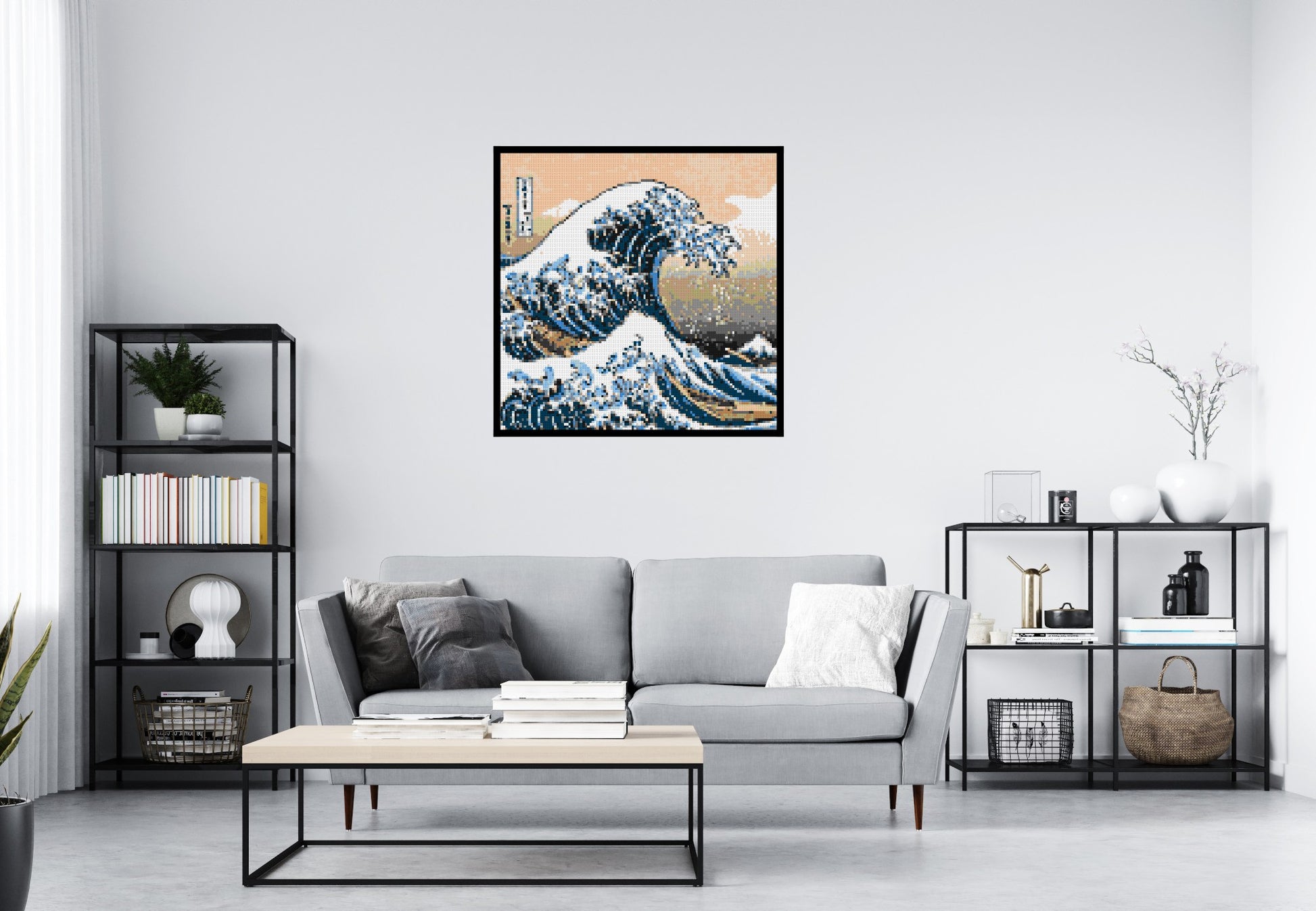 The Great Wave Off Kanagawa by Katsushika Hokusai  - Brick Art Mosaic Kit 5x5 scene with frame