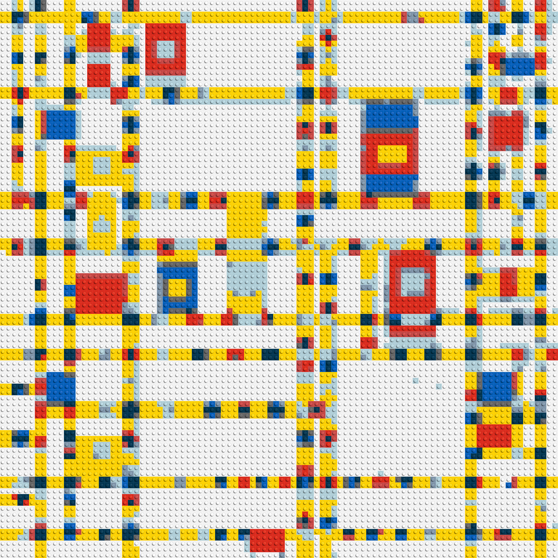 Broadway Boogie Woogie by Piet Mondrian - Brick Art Mosaic Kit 4x4 large