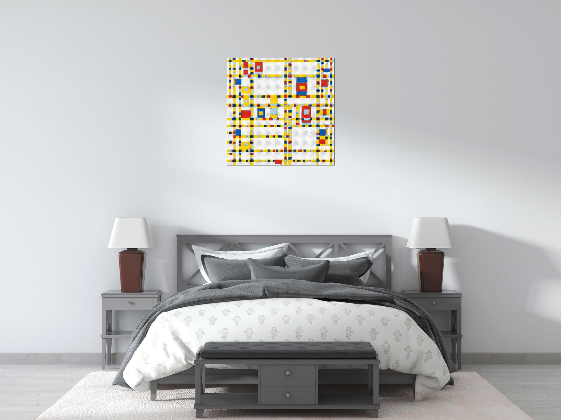 Broadway Boogie Woogie by Piet Mondrian - Brick Art Mosaic Kit 4x4 scene