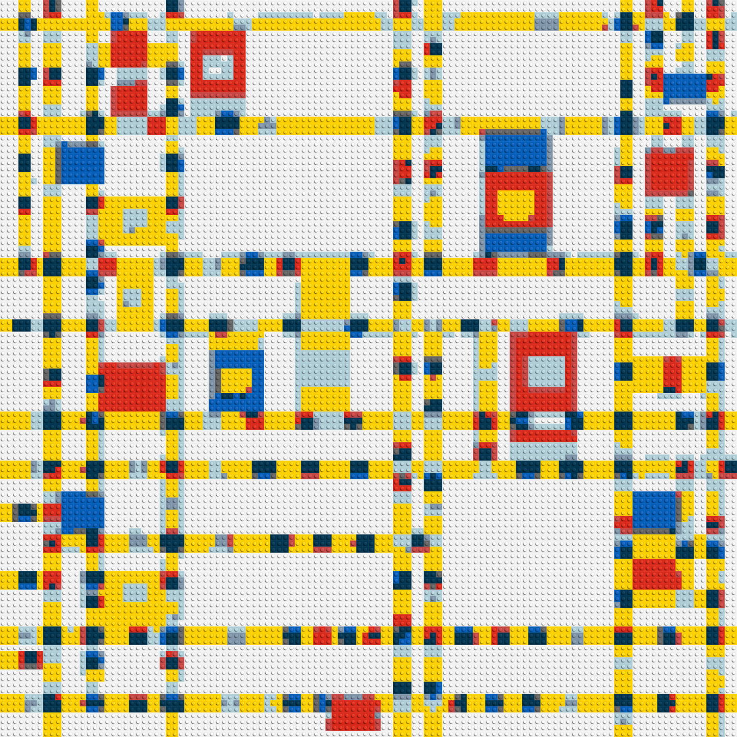 Broadway Boogie Woogie by Piet Mondrian - Brick Art Mosaic Kit 5x5 large