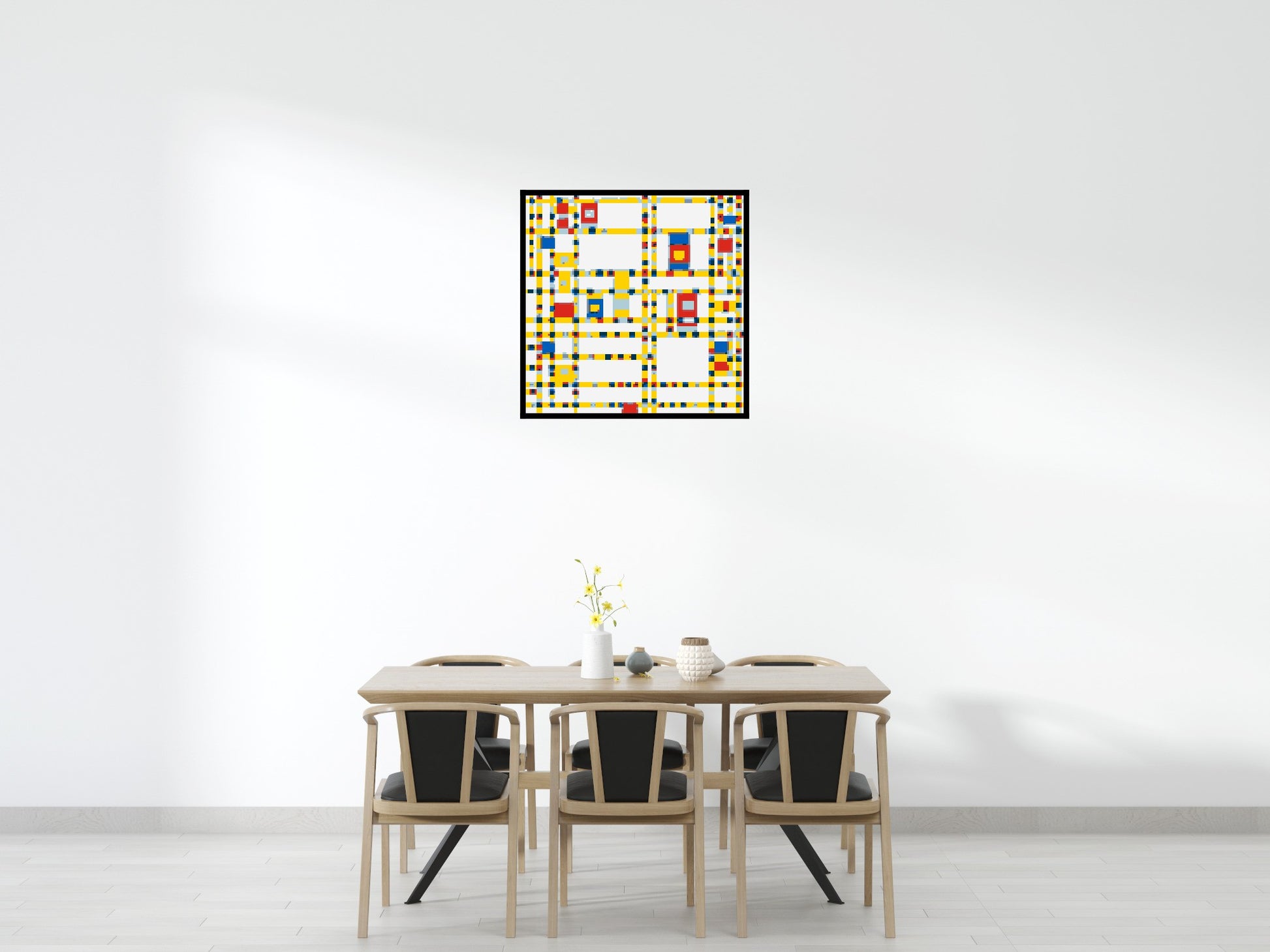 Broadway Boogie Woogie by Piet Mondrian - Brick Art Mosaic Kit 5x5 scene with frame