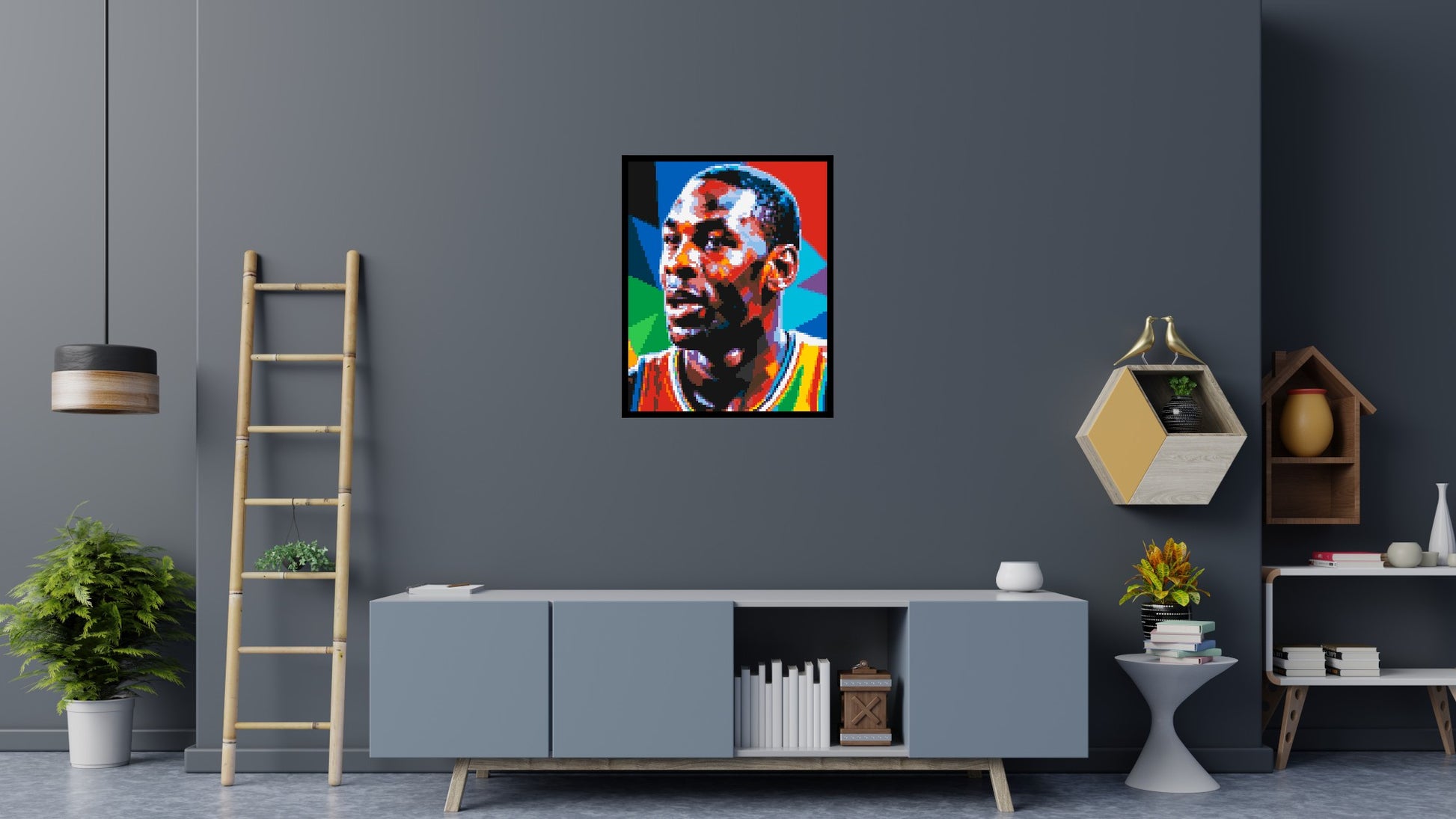 Michael Jordan - Brick Art Mosaic Kit 4x5 scene with frame