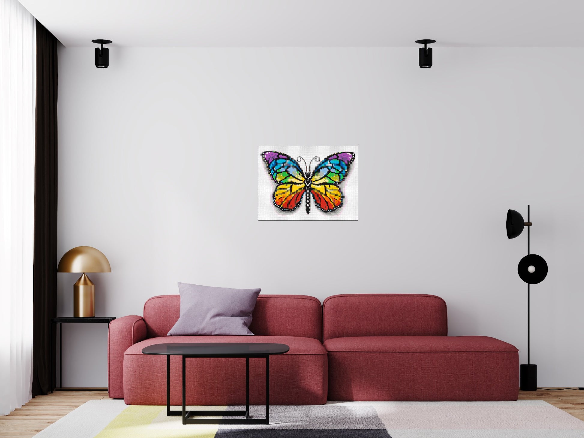 Butterfly Colourful Pop Art  - Brick Art Mosaic Kit 4x3 scene