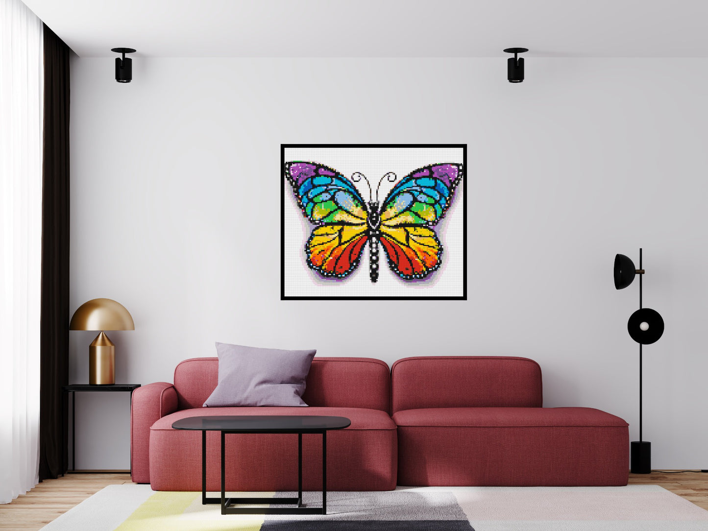 Butterfly Colourful Pop Art  - Brick Art Mosaic Kit 6x5 large