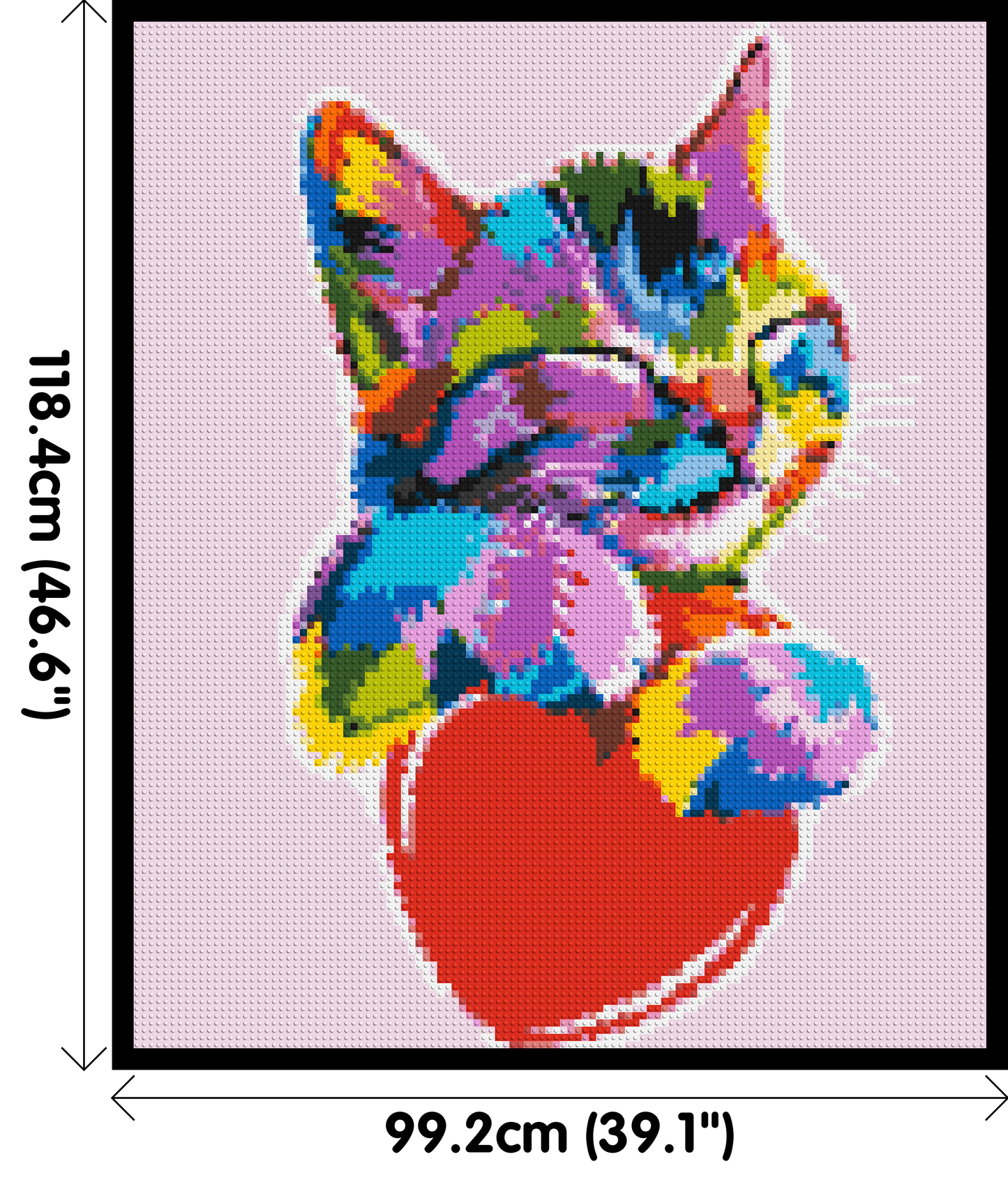 Cat with a Heart Colourful Pop Art - Brick Art Mosaic Kit 5x6 large