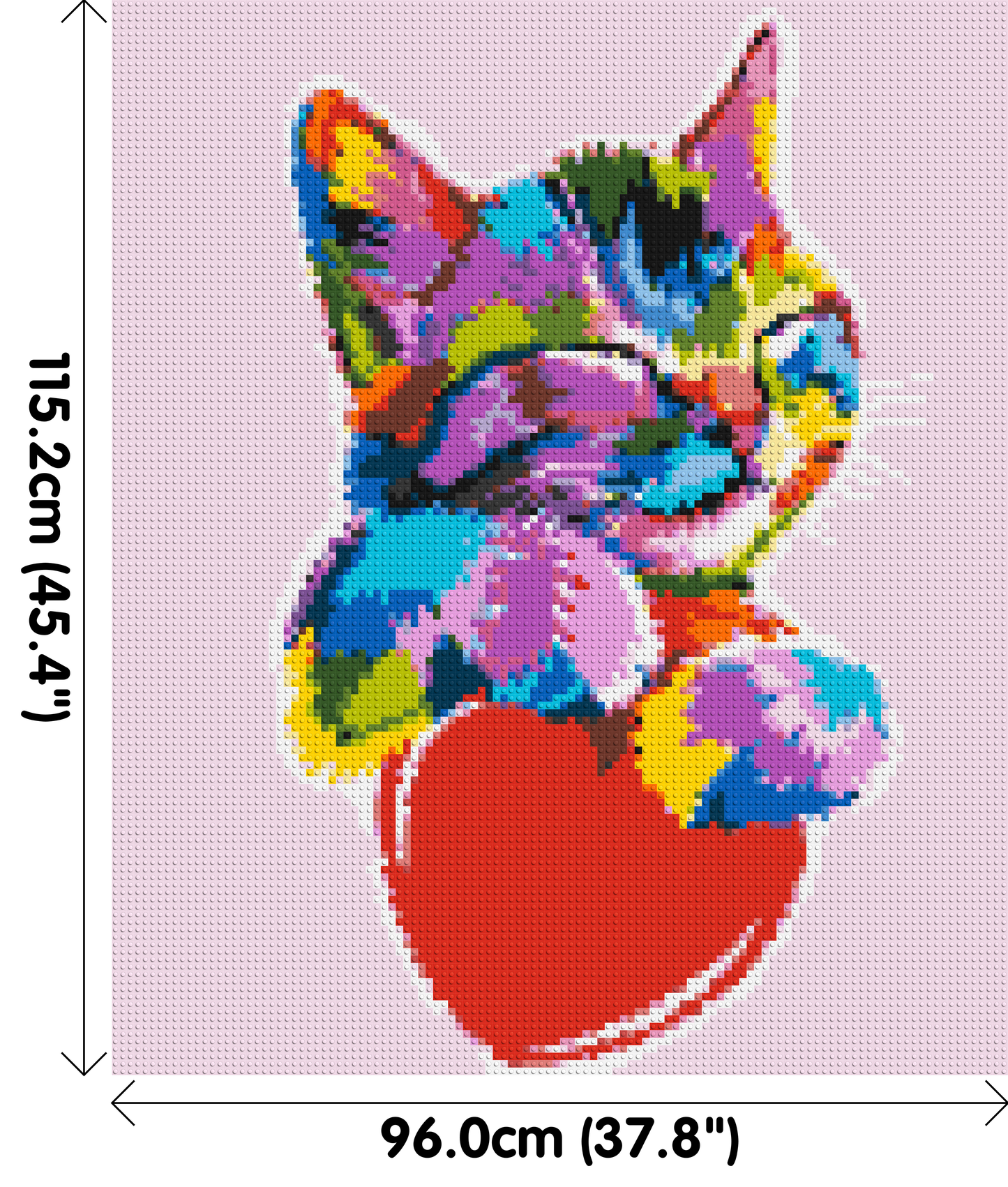 Cat with a Heart Colourful Pop Art - Brick Art Mosaic Kit 5x6 large