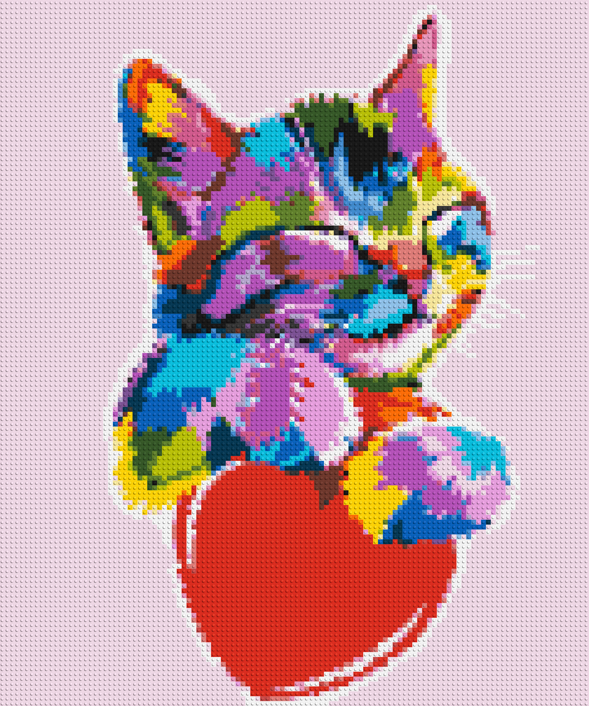 Cat with a Heart Colourful Pop Art - Brick Art Mosaic Kit 5x6 large