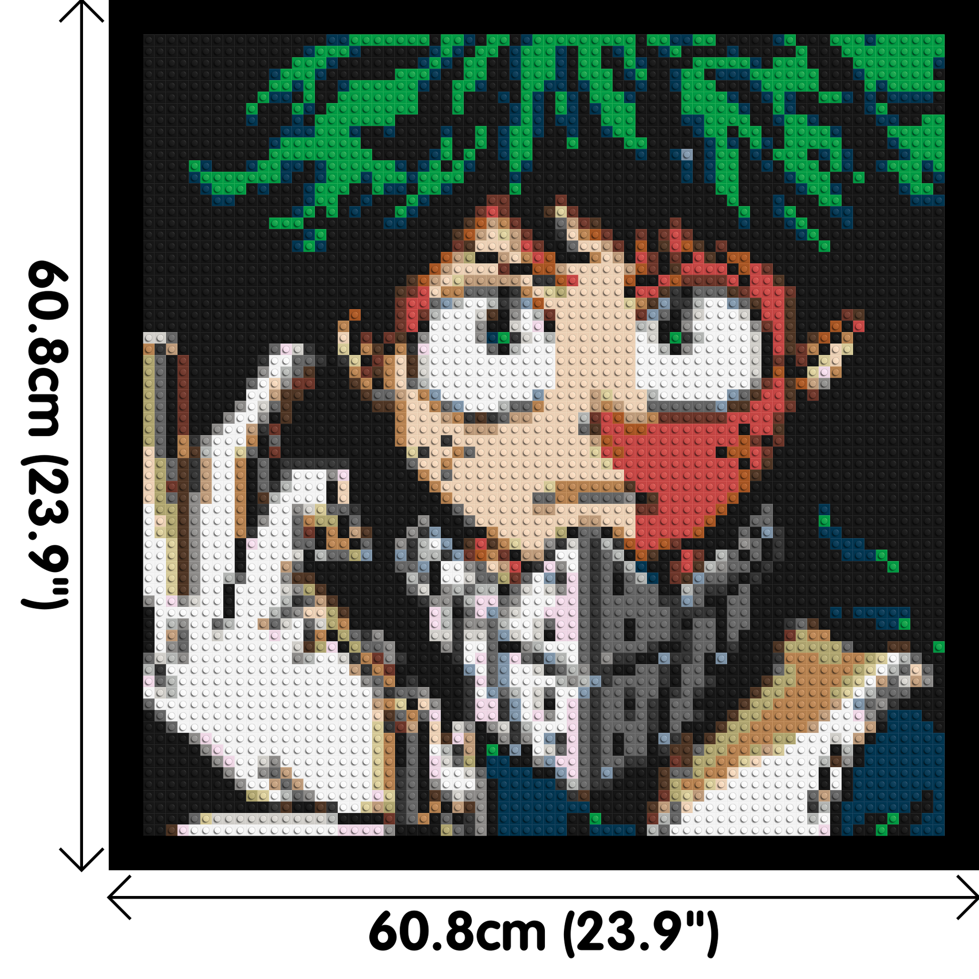 Izuku Midoriya Pixel Art - Brick Art Mosaic Kit 3x3 dimensions with frame