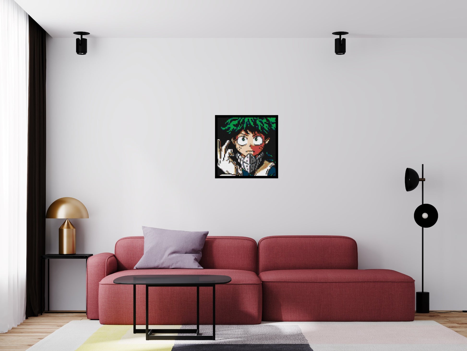 Izuku Midoriya Pixel Art - Brick Art Mosaic Kit 3x3 scene with frame