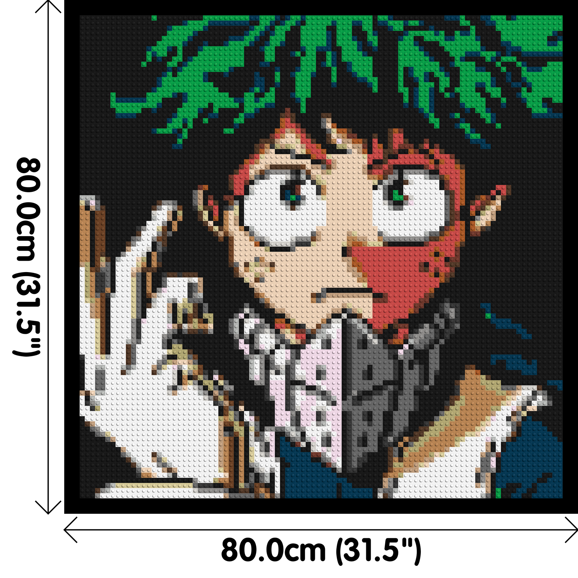 Izuku Midoriya Pixel Art - Brick Art Mosaic Kit 4x4 dimensions with frame