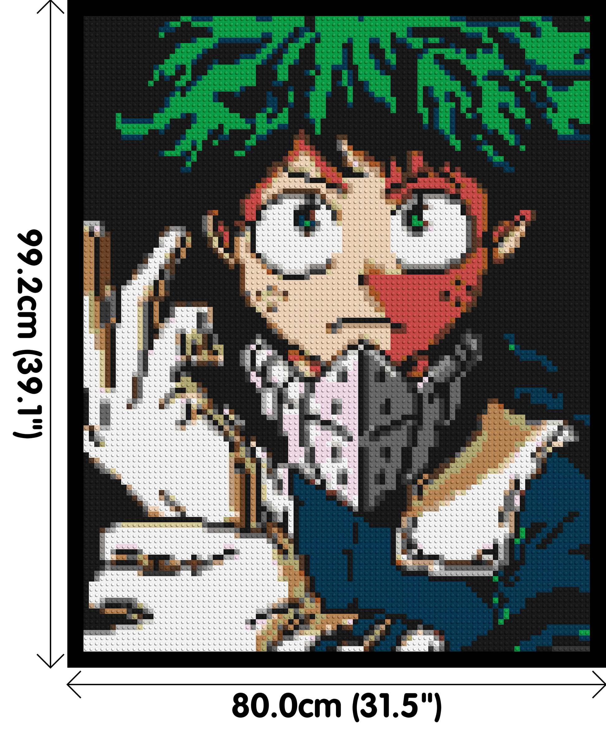 Izuku Midoriya Pixel Art - Brick Art Mosaic Kit 4x5 dimensions with frame