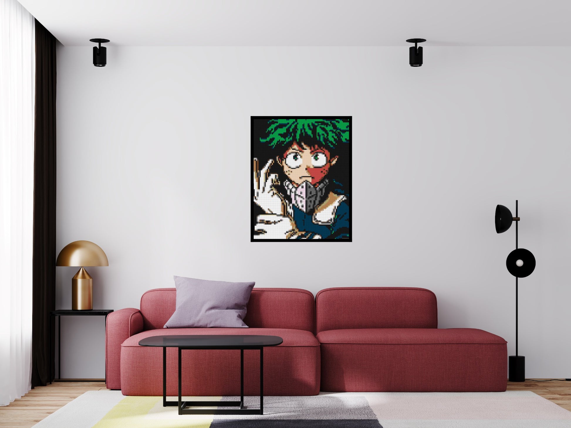 Izuku Midoriya Pixel Art - Brick Art Mosaic Kit 4x5 scene with frame