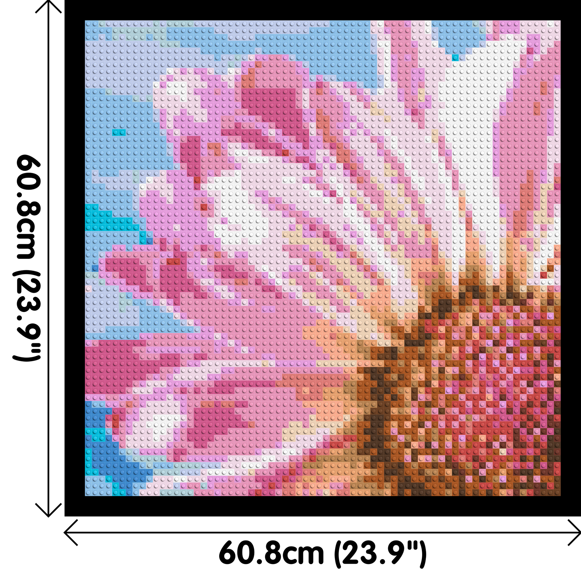 Pink Daisy - Brick Art Mosaic Kit 3x3 dimensions with frame