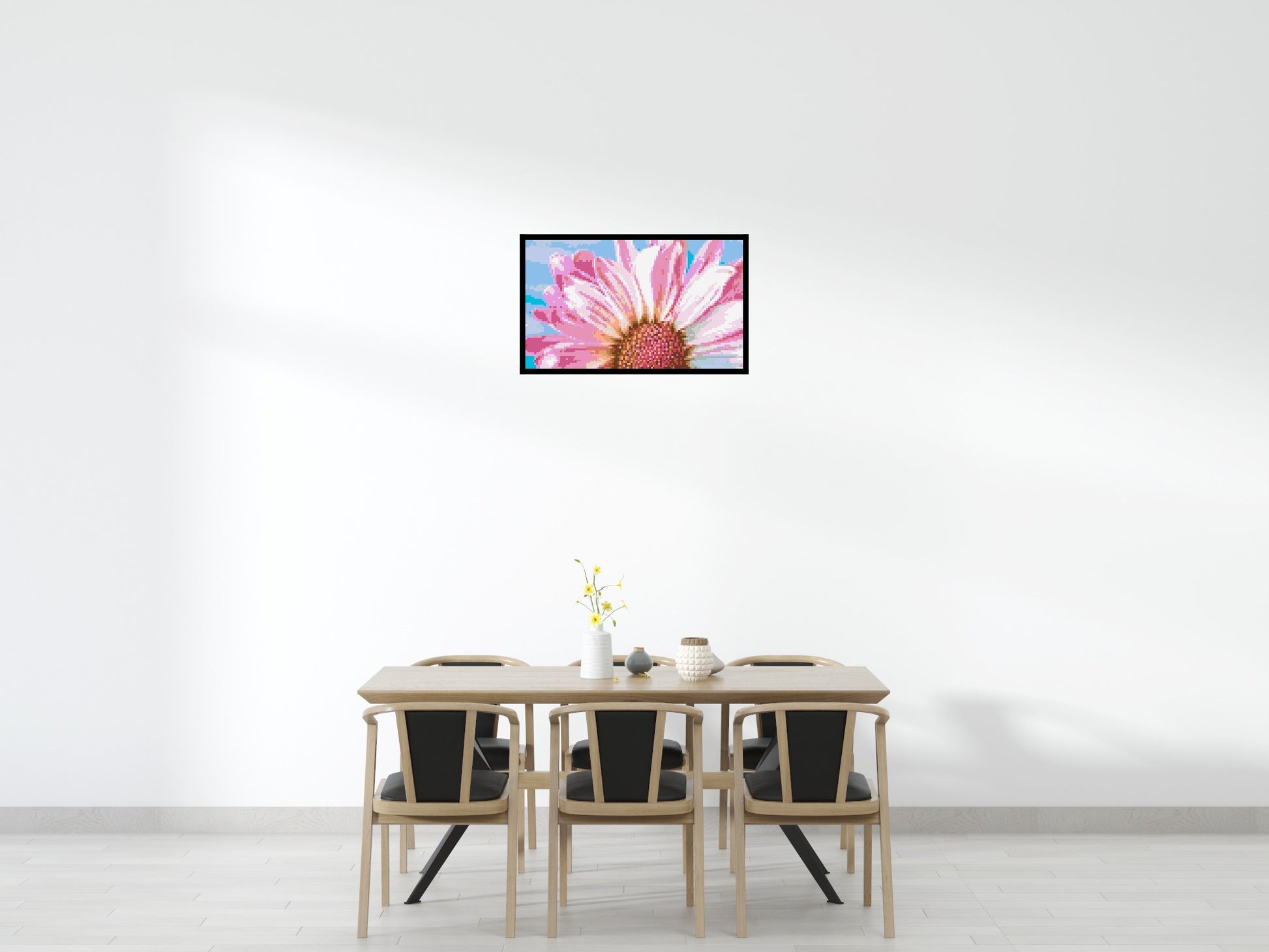 Pink Daisy - Brick Art Mosaic Kit 5x3 scene with frame