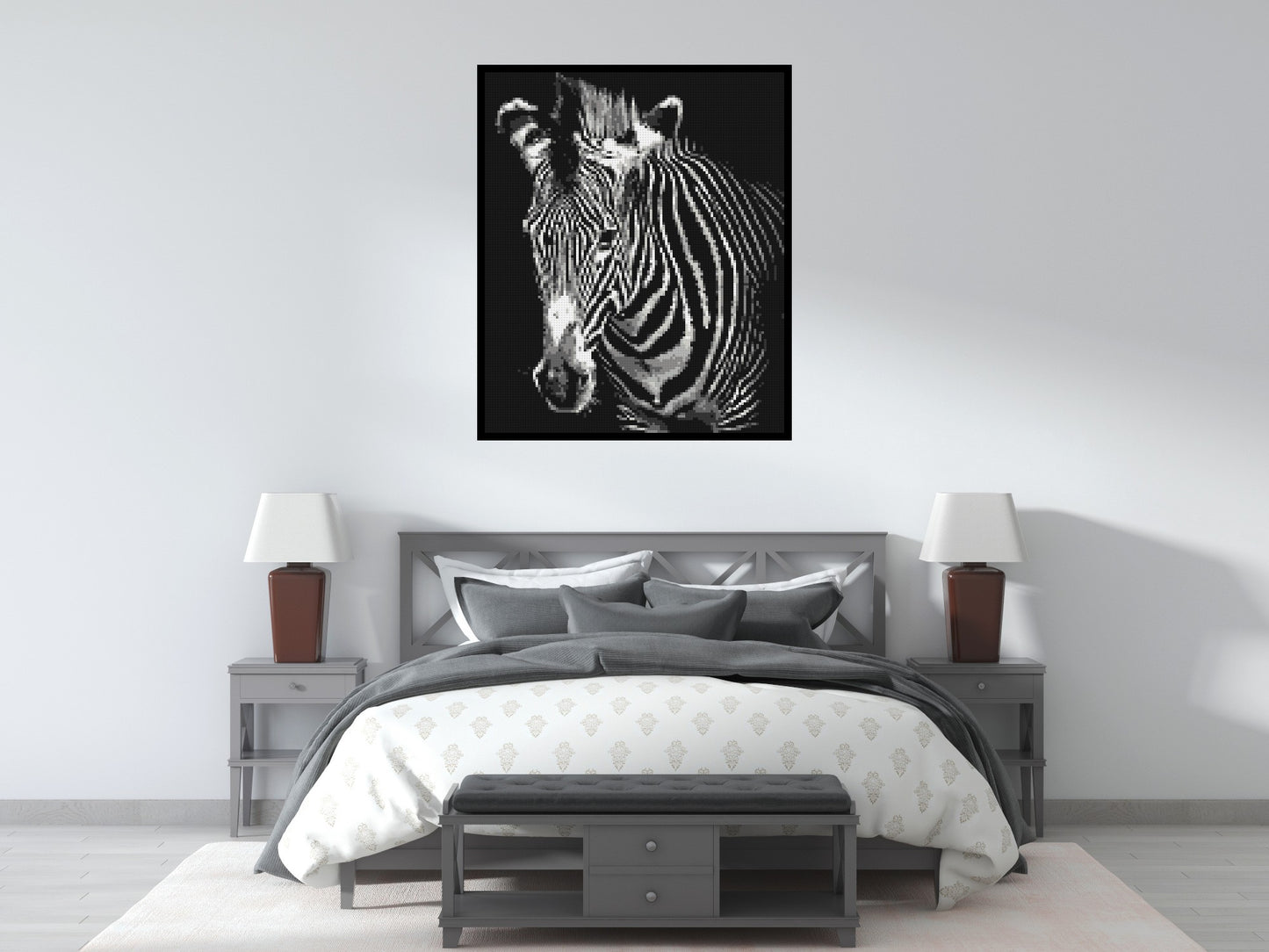 Black & White Zebra - Brick Art Mosaic Kit 5x6 large