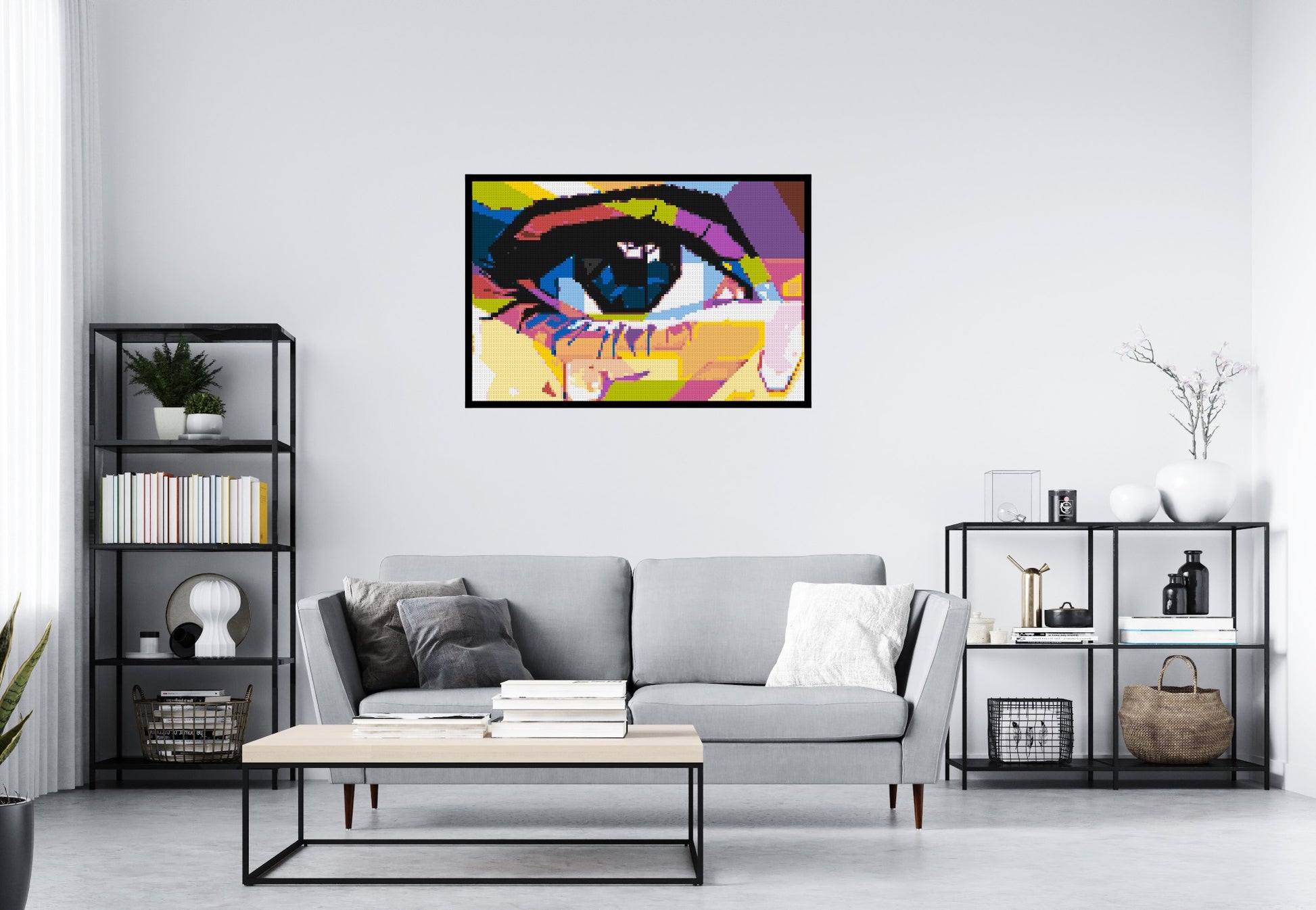 Crying Eye - Brick Art Mosaic Kit 6x4 scene with frame